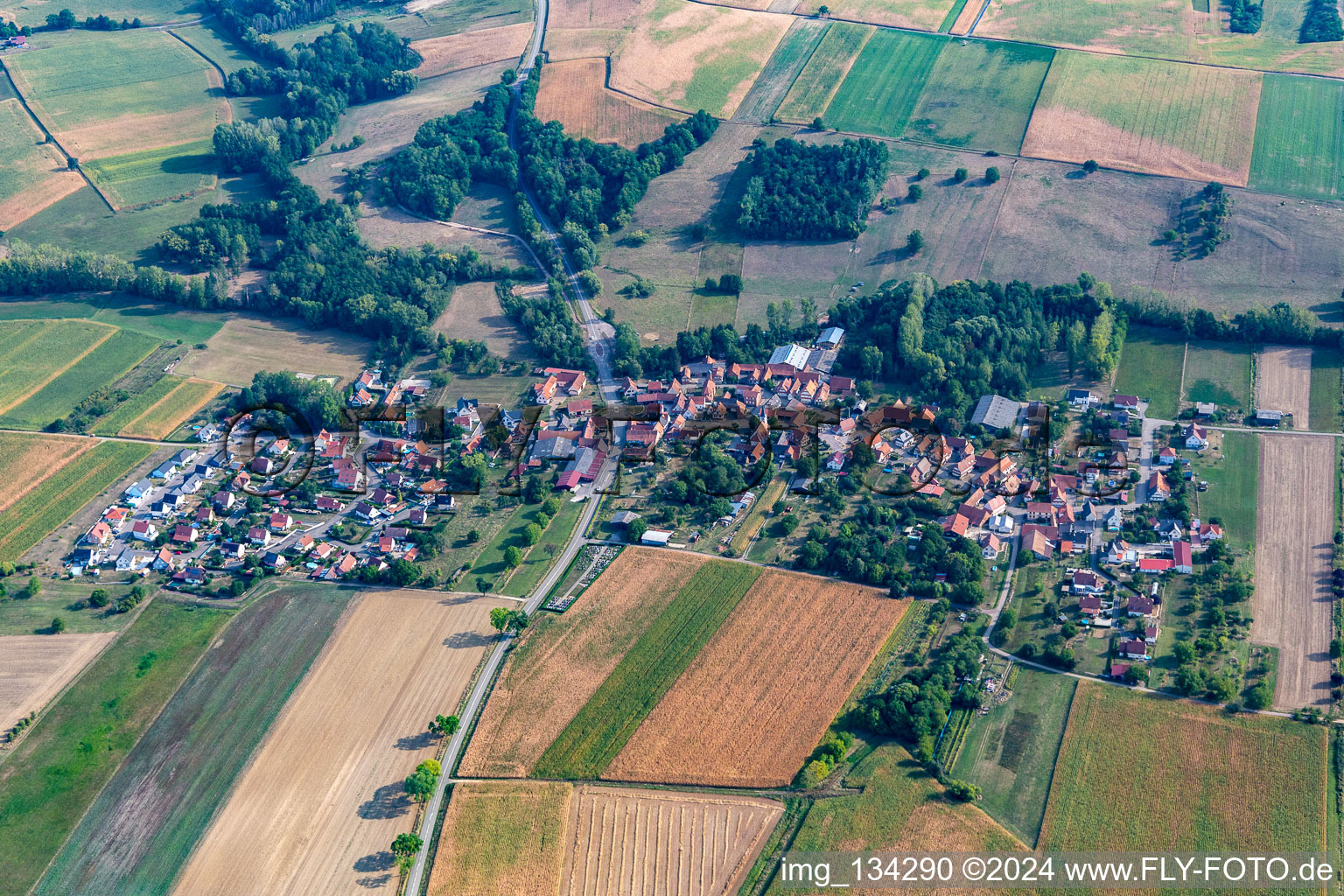 Ingolsheim in the state Bas-Rhin, France seen from above