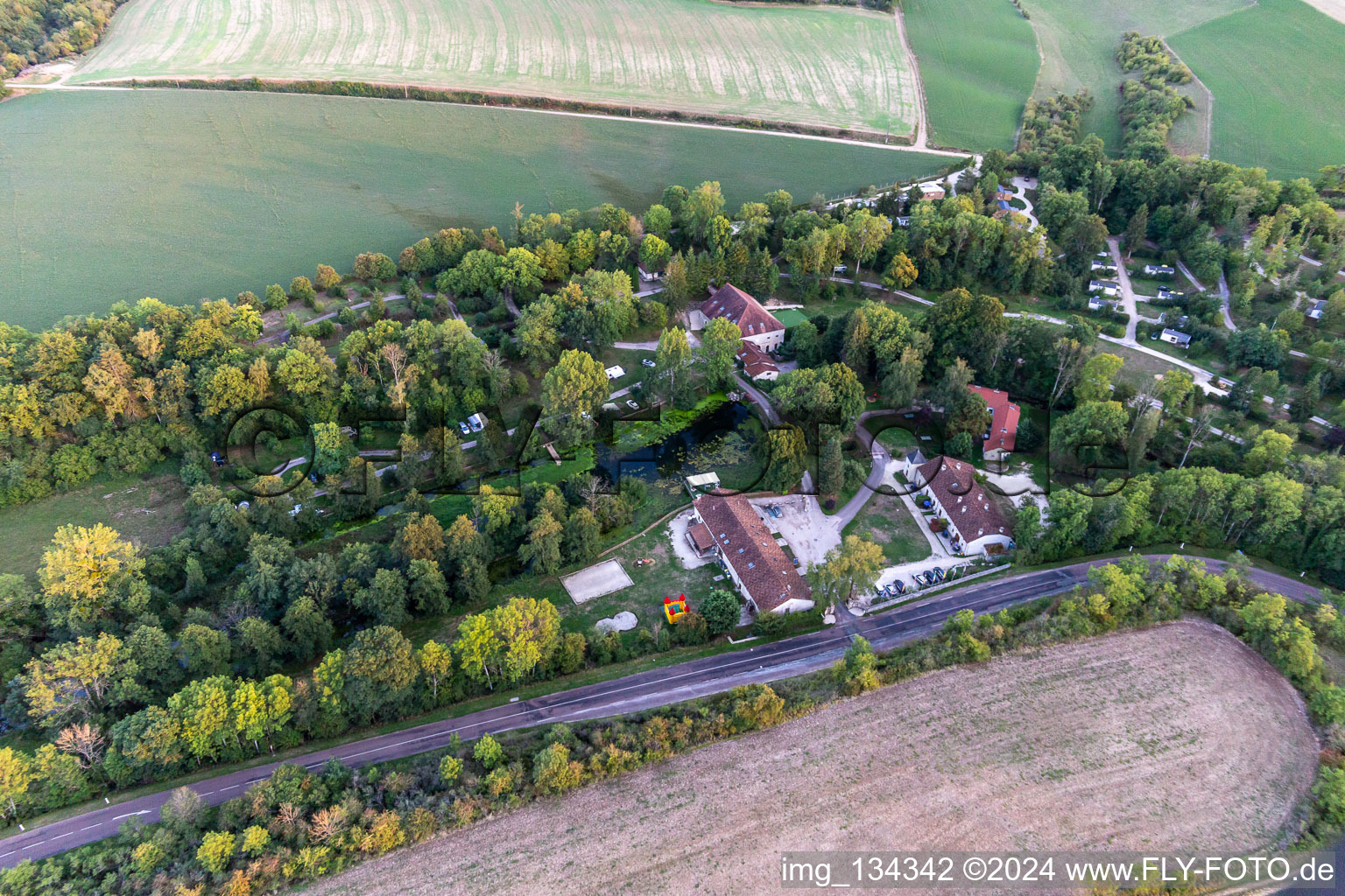 Oblique view of Camping SAS Forge de Sainte Marie in Thonnance-les-Moulins in the state Haute Marne, France