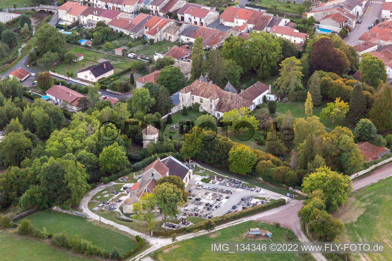 Aerial view of Noncourt-sur-le-Rongeant in the state Haute Marne, France