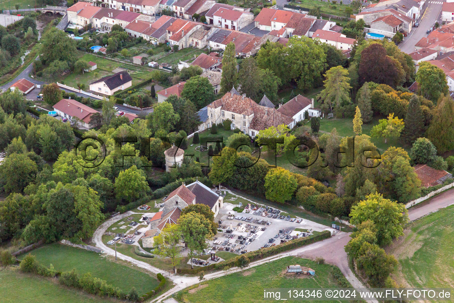 Aerial view of Noncourt-sur-le-Rongeant in the state Haute Marne, France