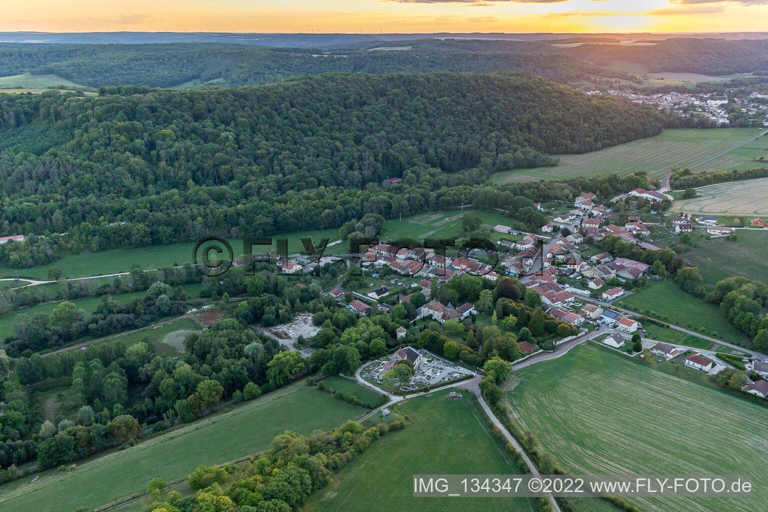 Aerial photograpy of Noncourt-sur-le-Rongeant in the state Haute Marne, France