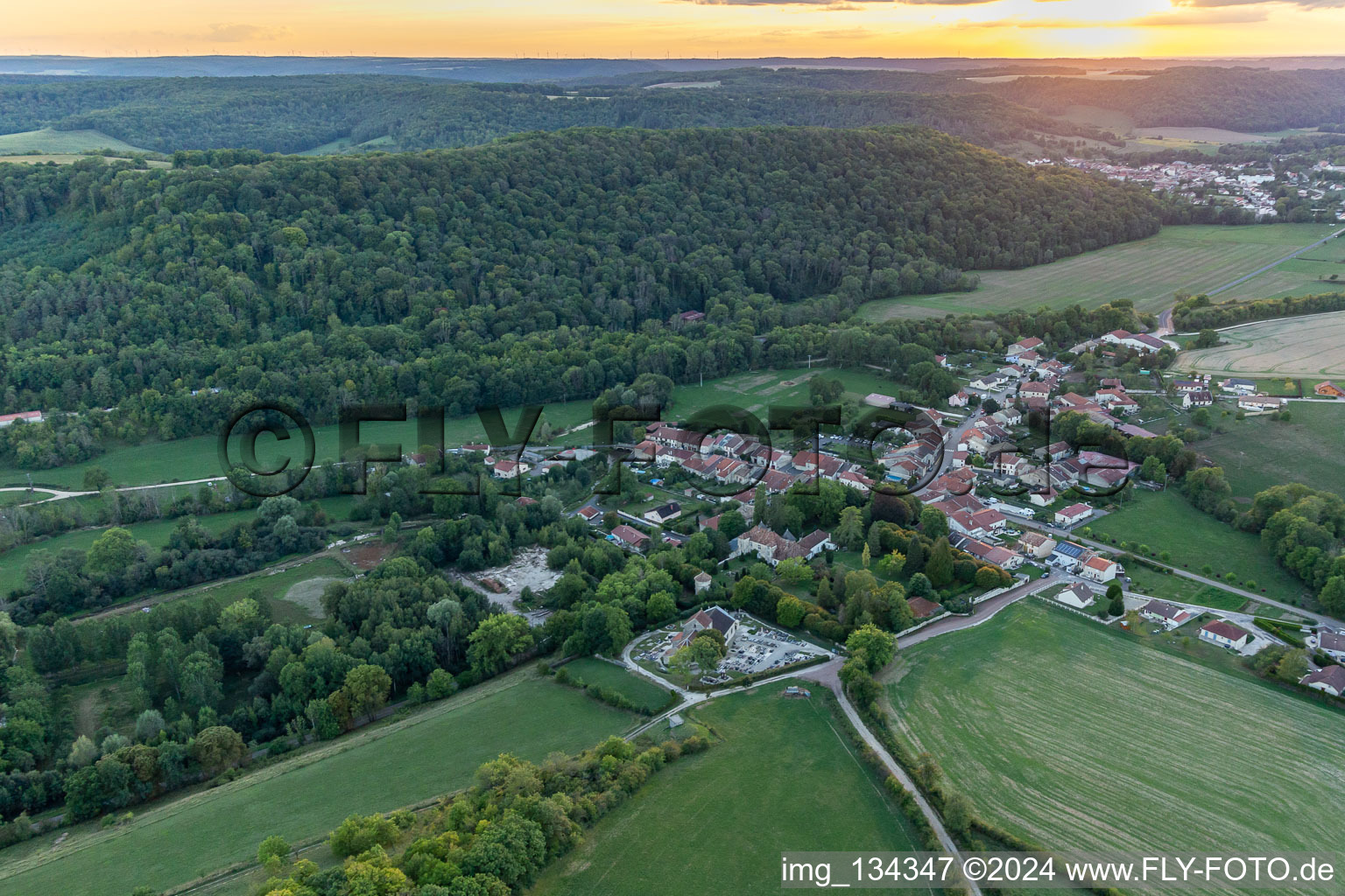 Aerial photograpy of Noncourt-sur-le-Rongeant in the state Haute Marne, France