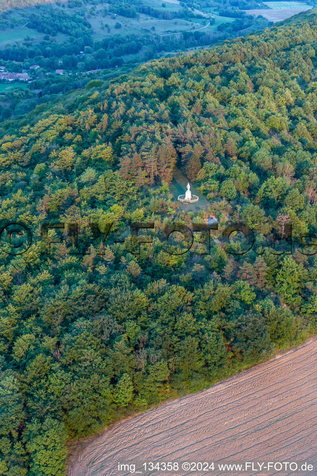 Aerial photograpy of Mary Statue in Poissons in the state Haute Marne, France