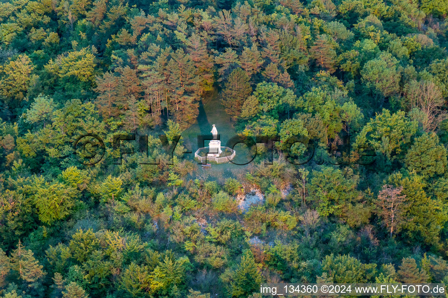 Oblique view of Mary Statue in Poissons in the state Haute Marne, France