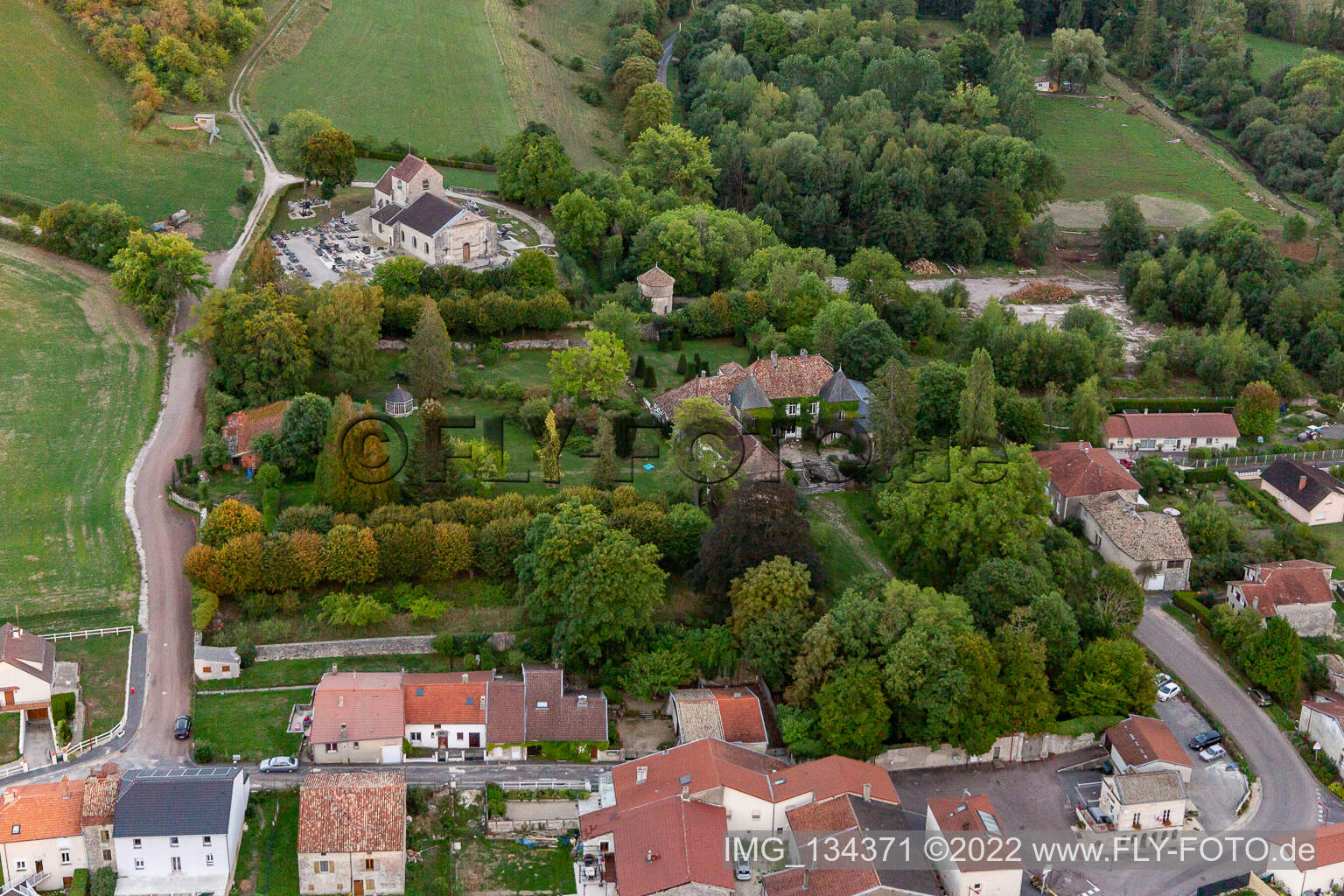 Noncourt-sur-le-Rongeant in the state Haute Marne, France seen from above