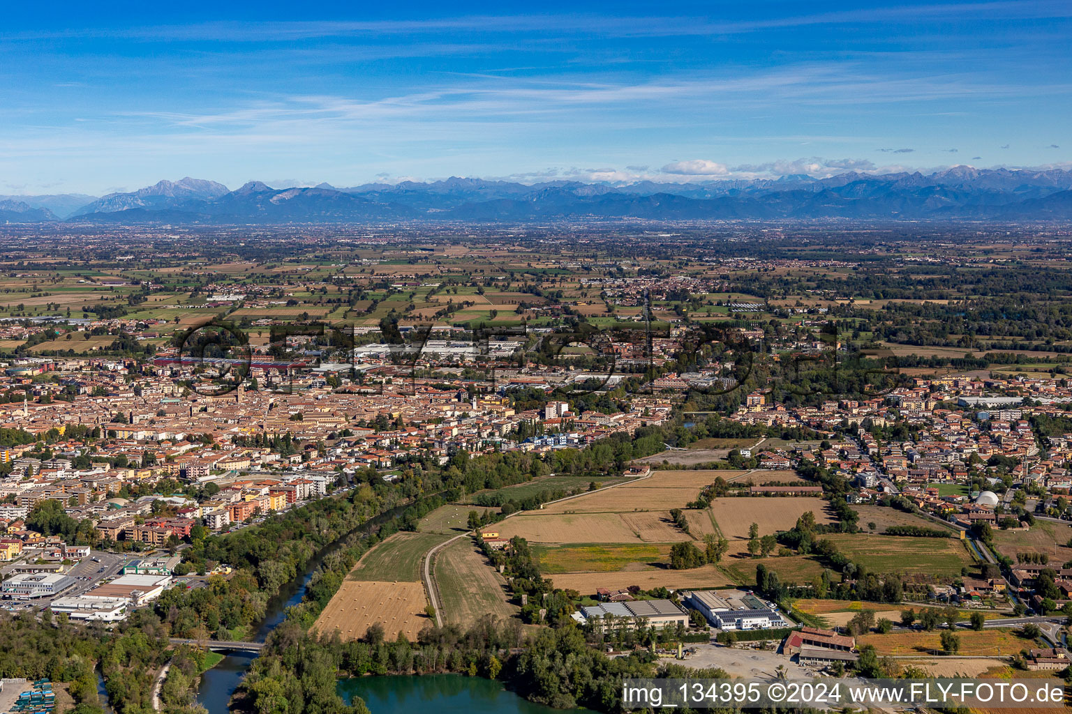 Aerial view of Crema in the state Cremona, Italy