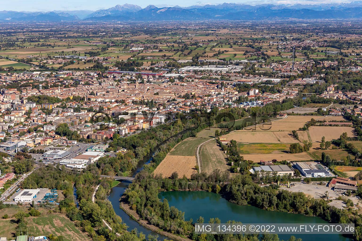 Aerial photograpy of Crema in the state Cremona, Italy