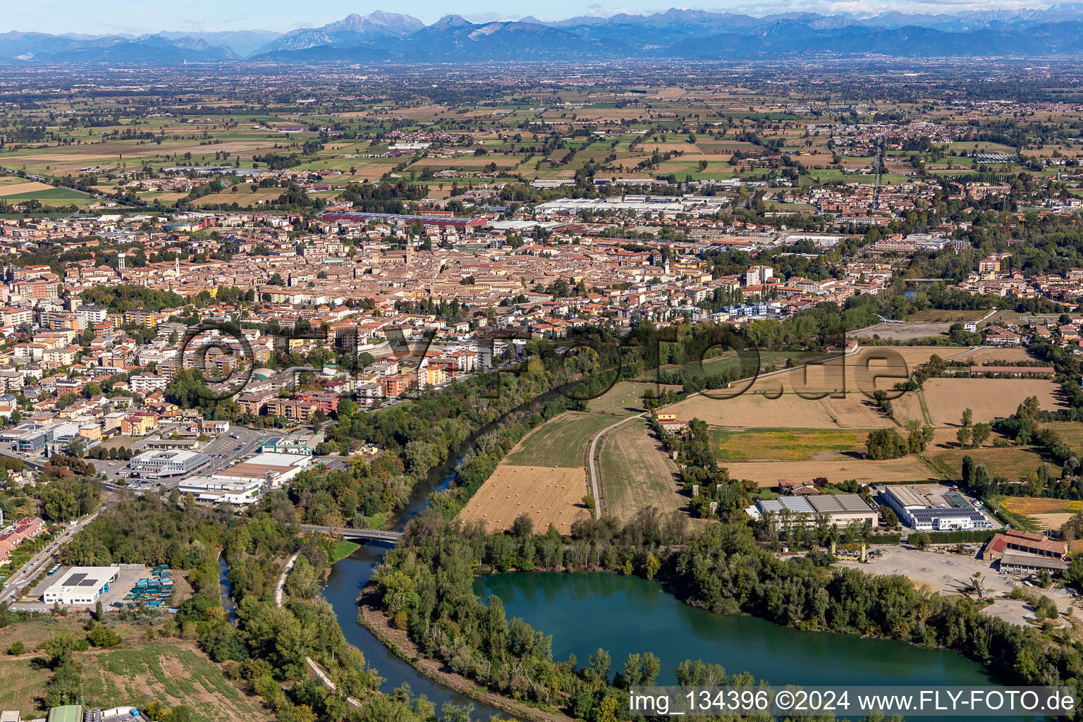 Aerial photograpy of Crema in the state Cremona, Italy