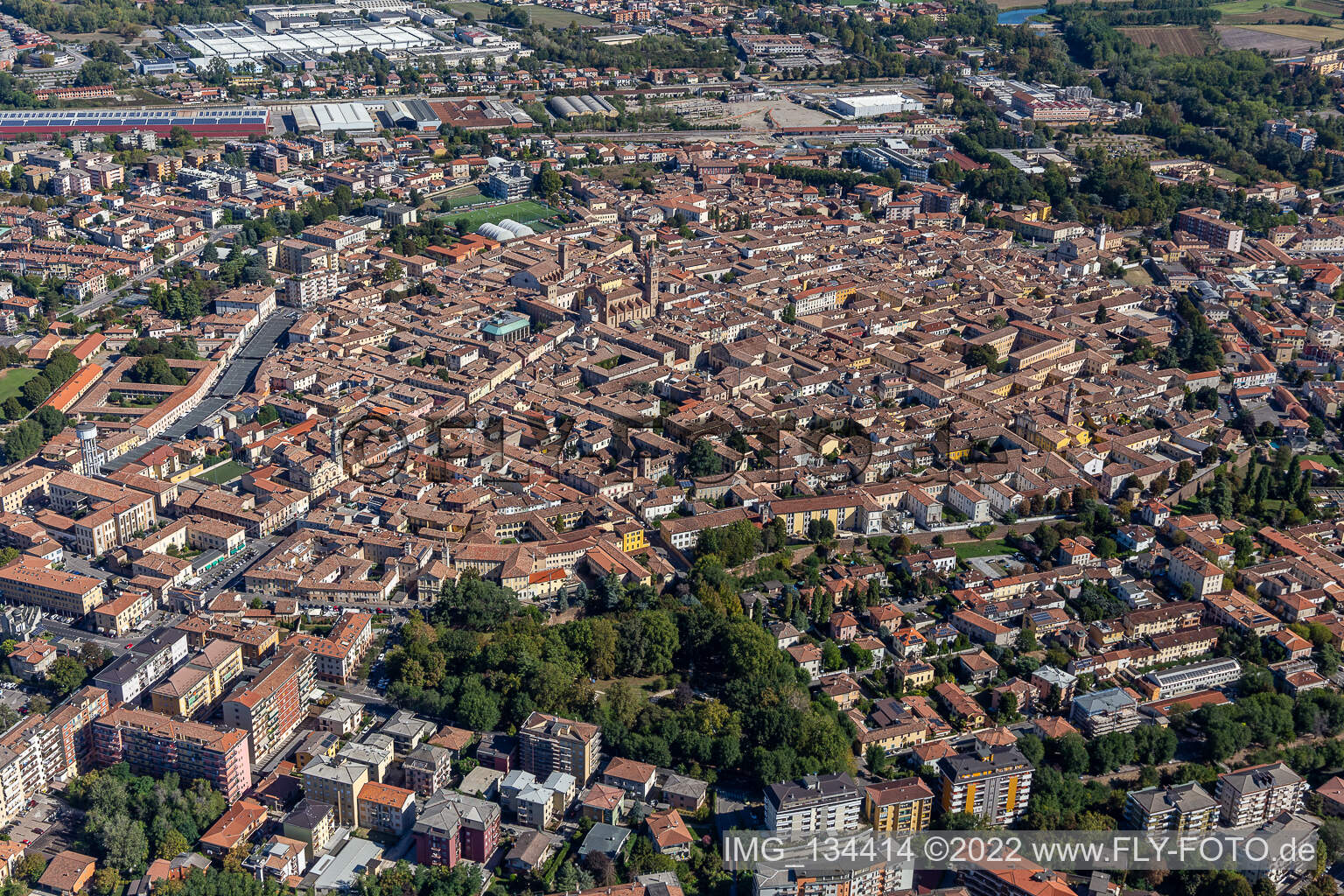 Aerial view of Sports field "Velodromo in Crema in the state Cremona, Italy