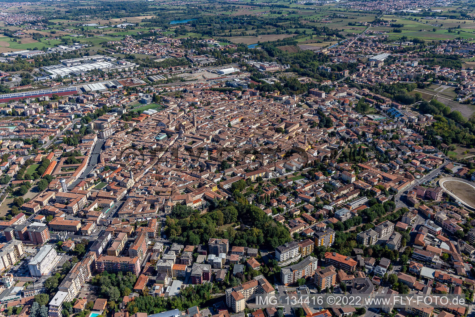 Crema in the state Cremona, Italy from above