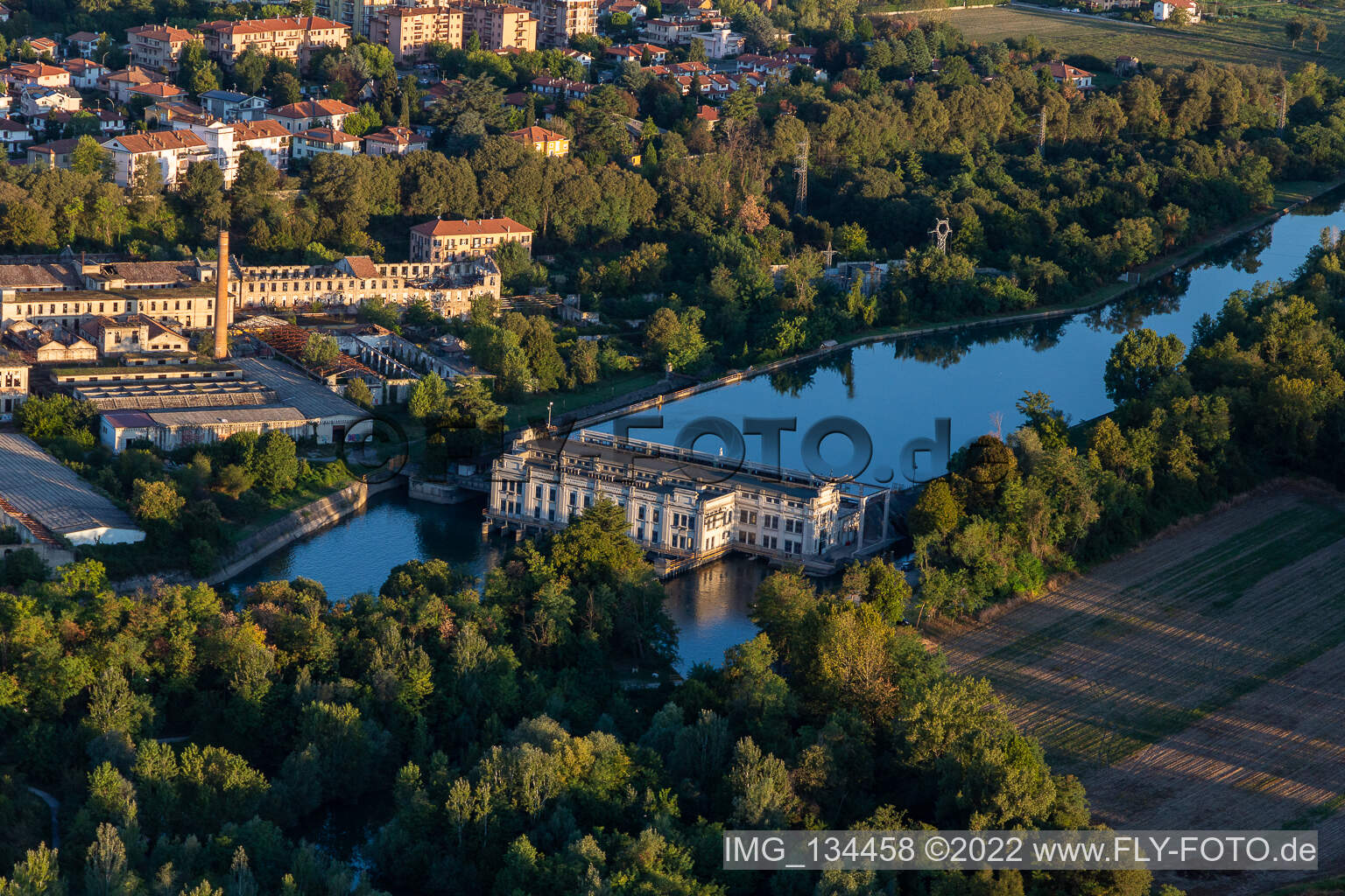 Dam on the Muzza Canal in Cassano d’Adda in the state Lombardy, Italy