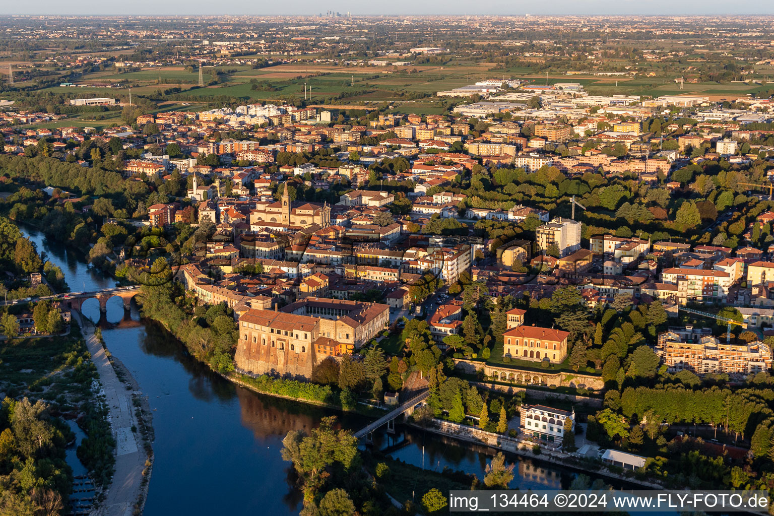 Castello di Cassano d'Adda, Villa Gabbioneta in Cassano d’Adda in the state Lombardy, Italy out of the air