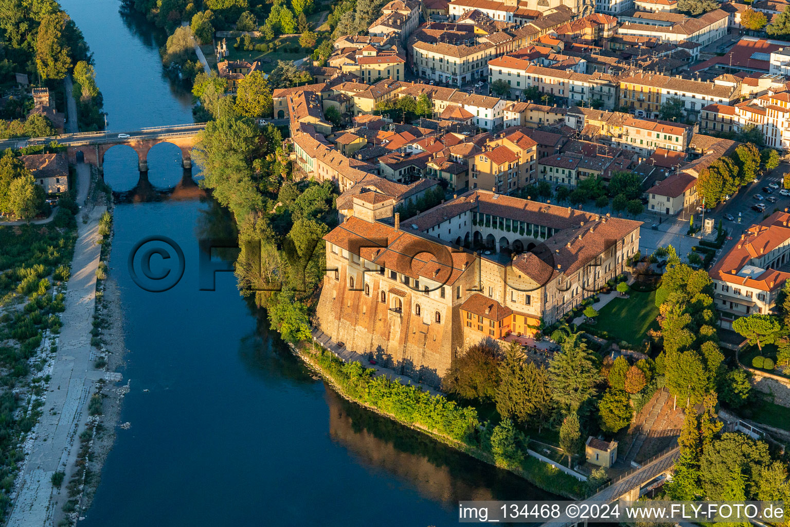 Castle of Cassano d'Adda on the banks of the Adda in Lombardy in Cassano d’Adda in the state Lombardy, Italy