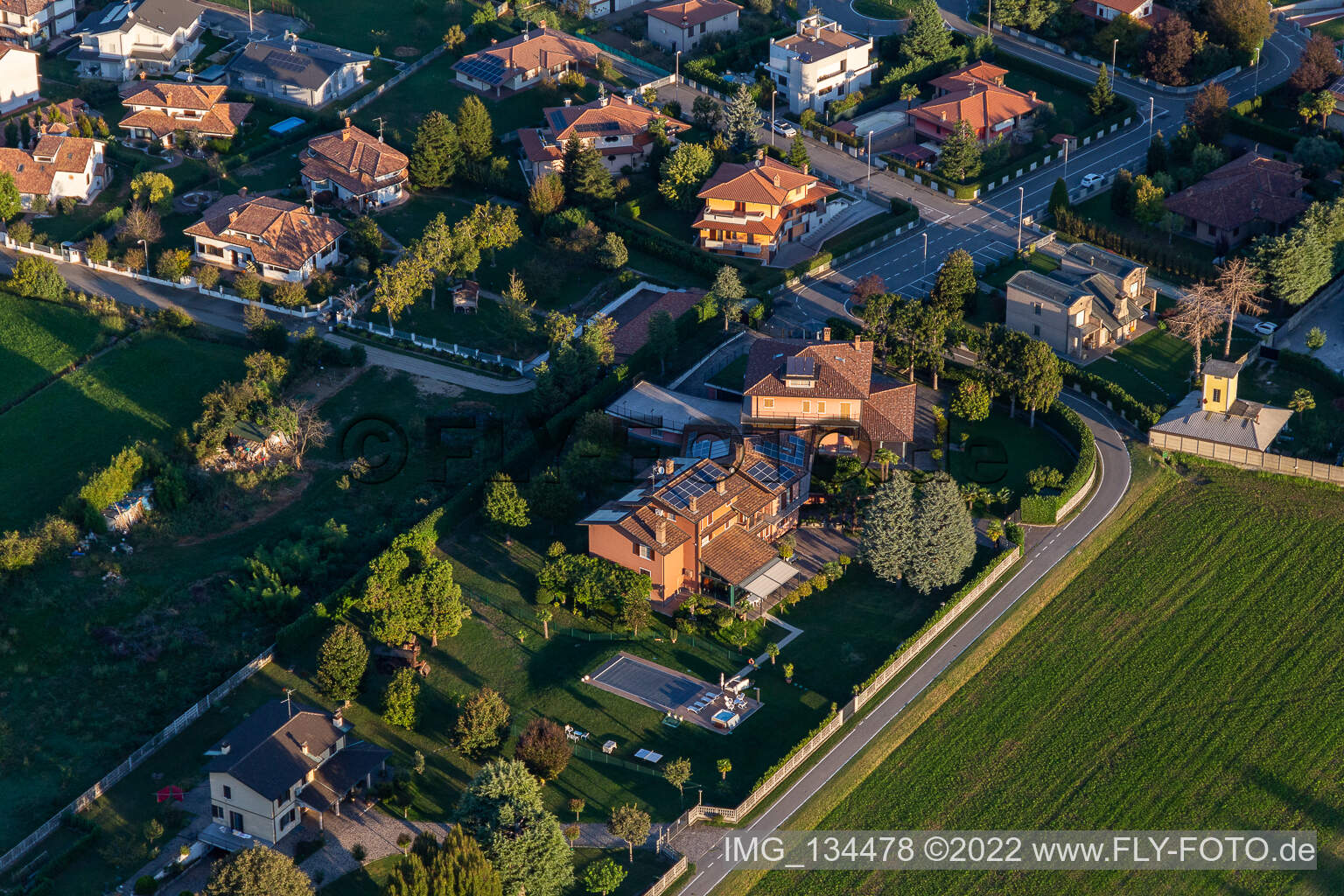 Via Aldo Moro in Fara Gera d’Adda in the state Bergamo, Italy