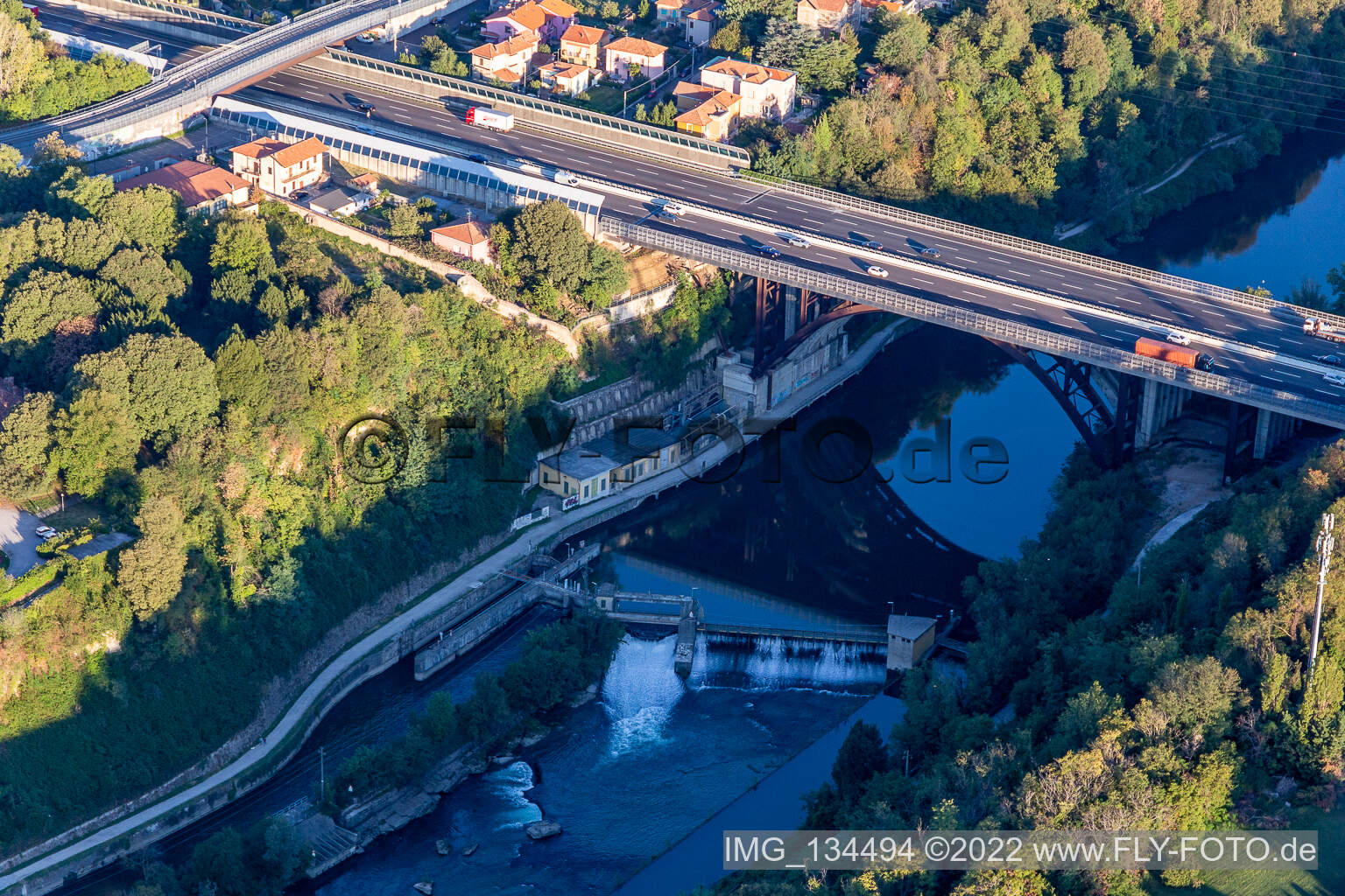 Adda Waterfall in Trezzo sull’Adda in the state Lombardy, Italy