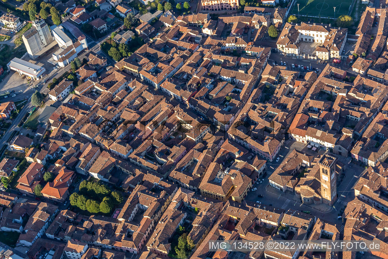 Aerial view of Rivolta d’Adda in the state Cremona, Italy