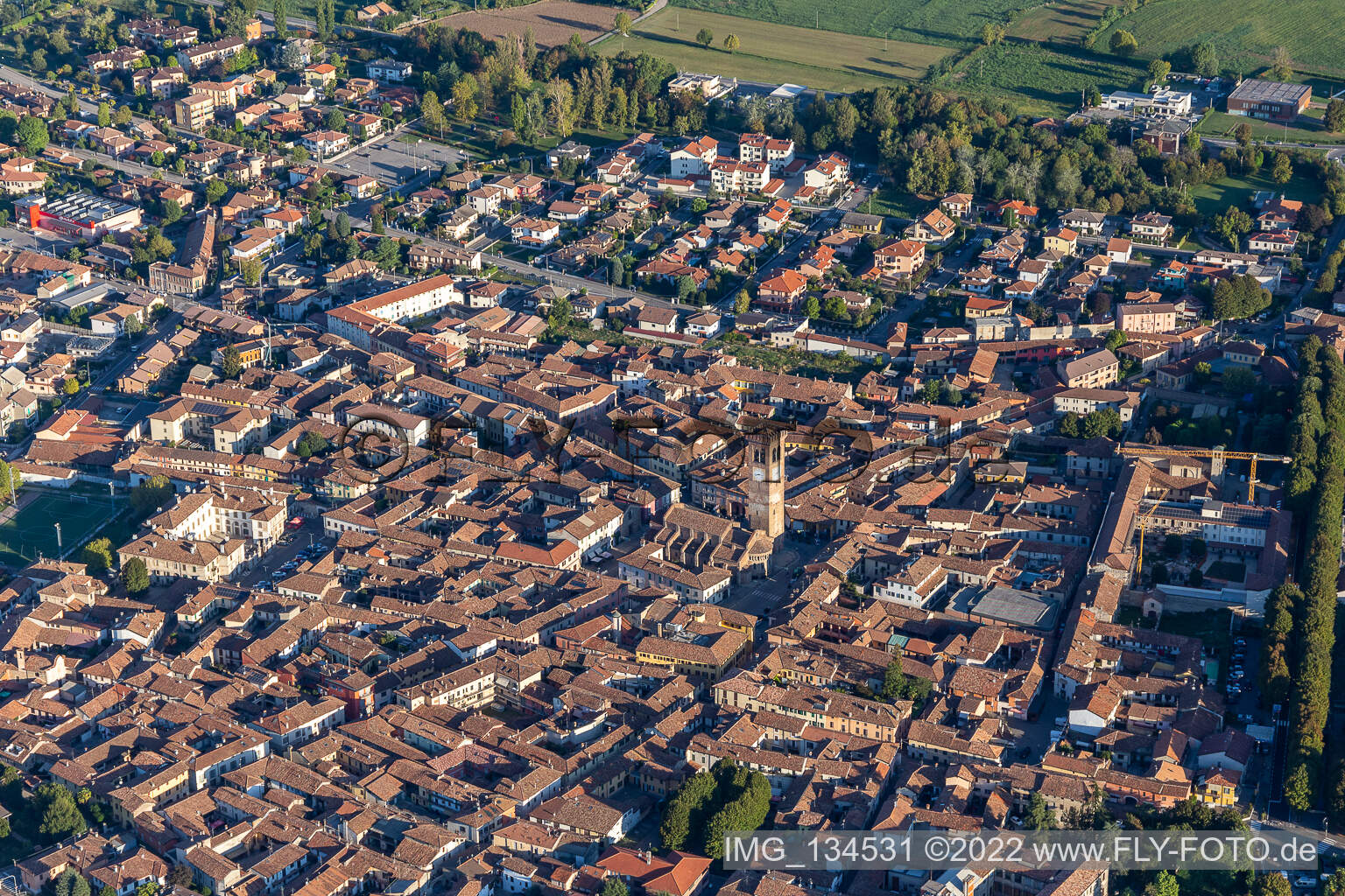 Aerial photograpy of Rivolta d’Adda in the state Cremona, Italy