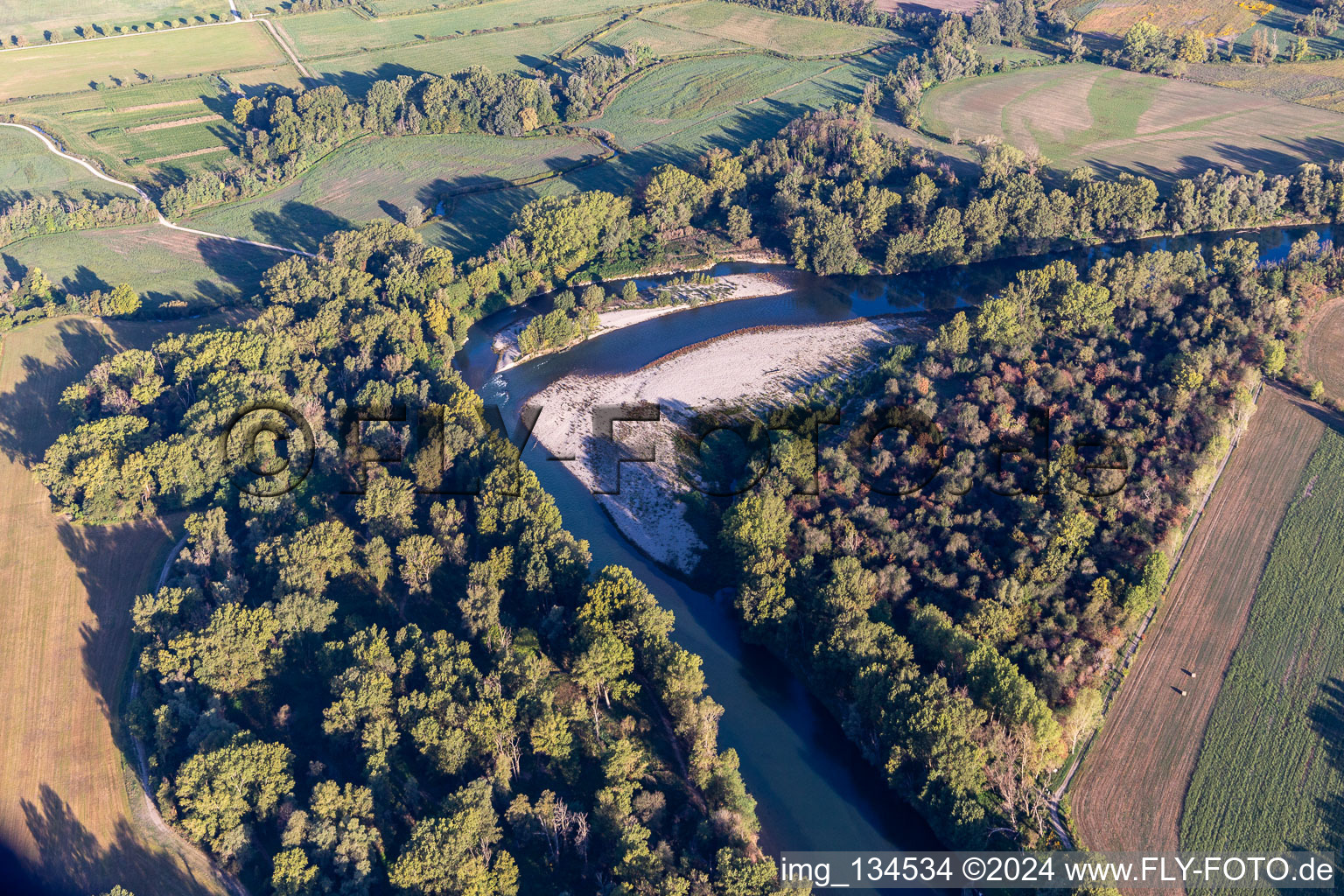 Sandbank on the Adda in Comazzo in the state Lodi, Italy