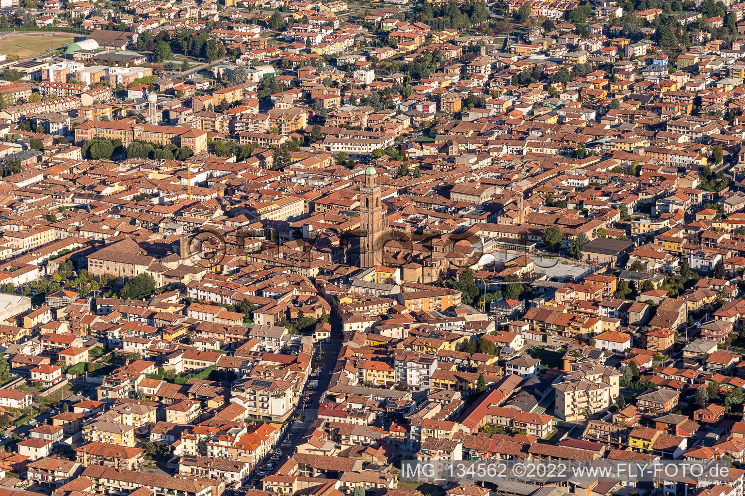 Oblique view of Caravaggio in the state Bergamo, Italy