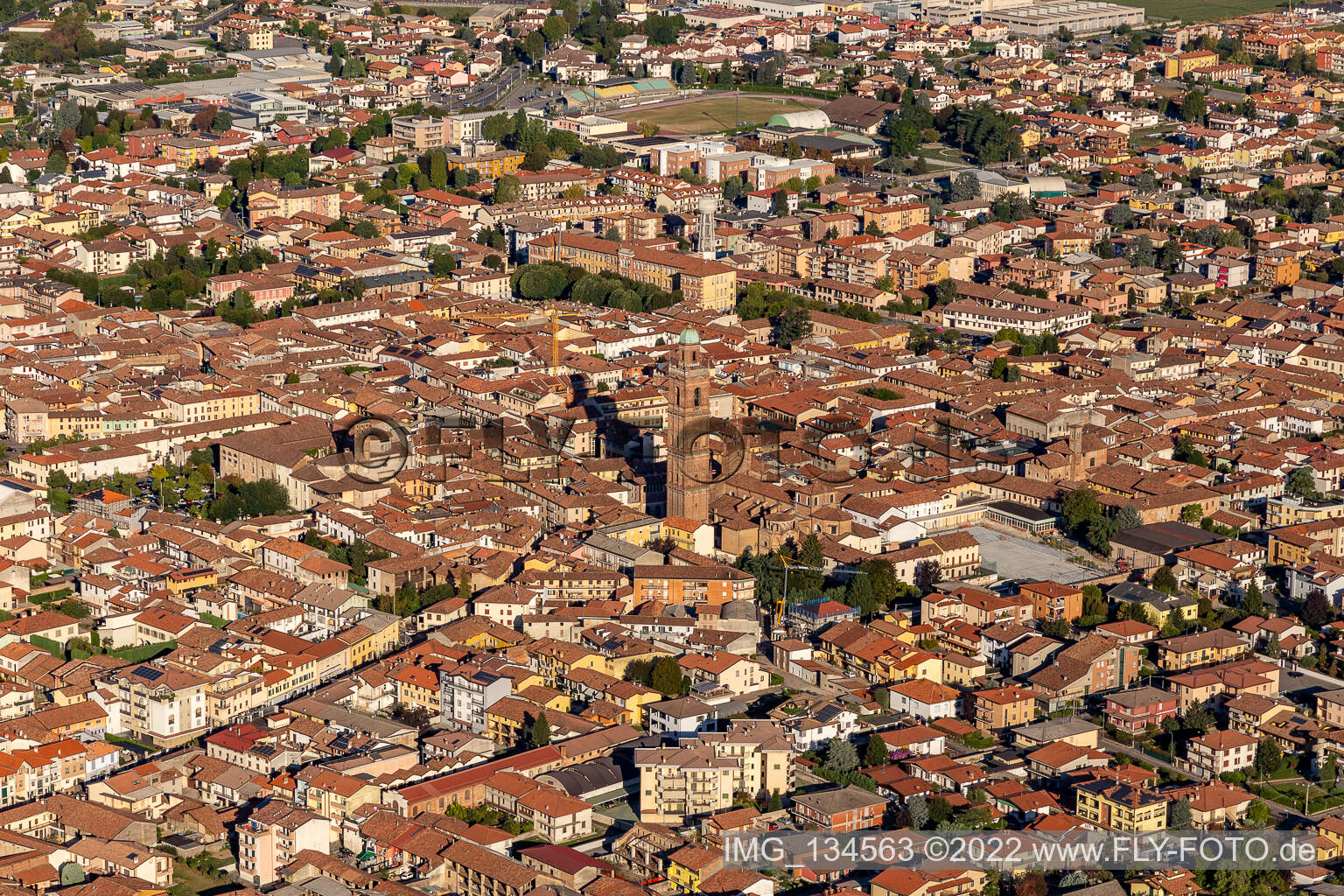 Caravaggio in the state Bergamo, Italy from above