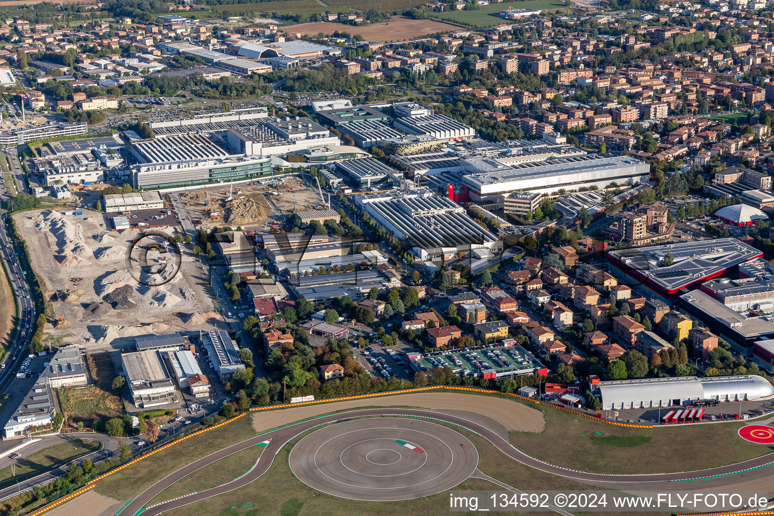 Aerial view of Ferrari SPA factory in Maranello in the state Modena, Italy