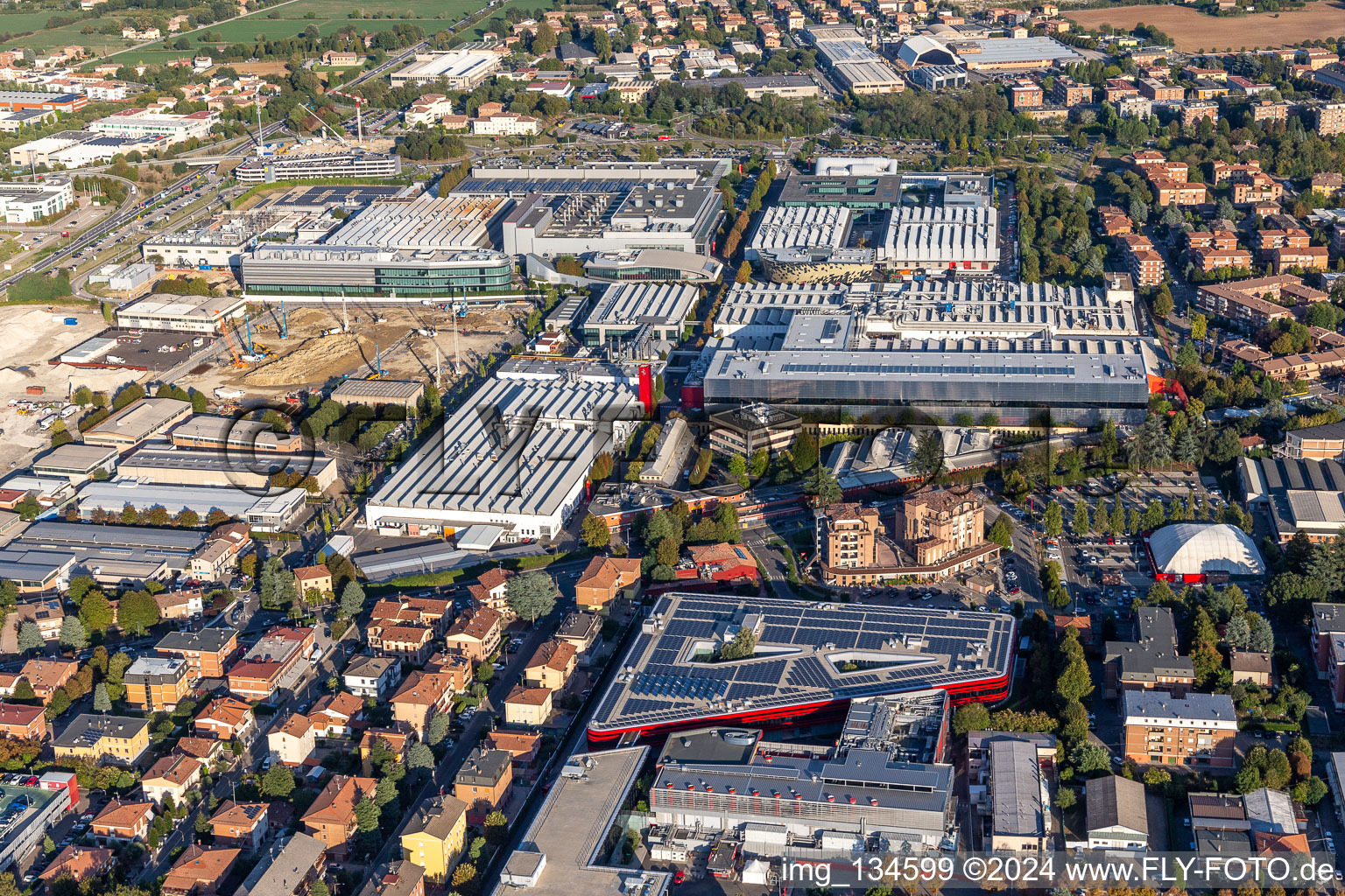 Aerial photograpy of Ferrari SPA factory in Maranello in the state Modena, Italy