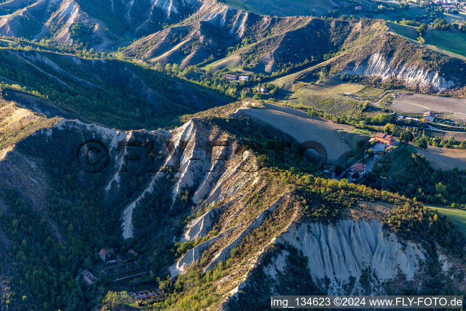 Aerial view of Salse di Nirano Riserva naturale Salse di Nirano in Fiorano Modenese in the state Modena, Italy