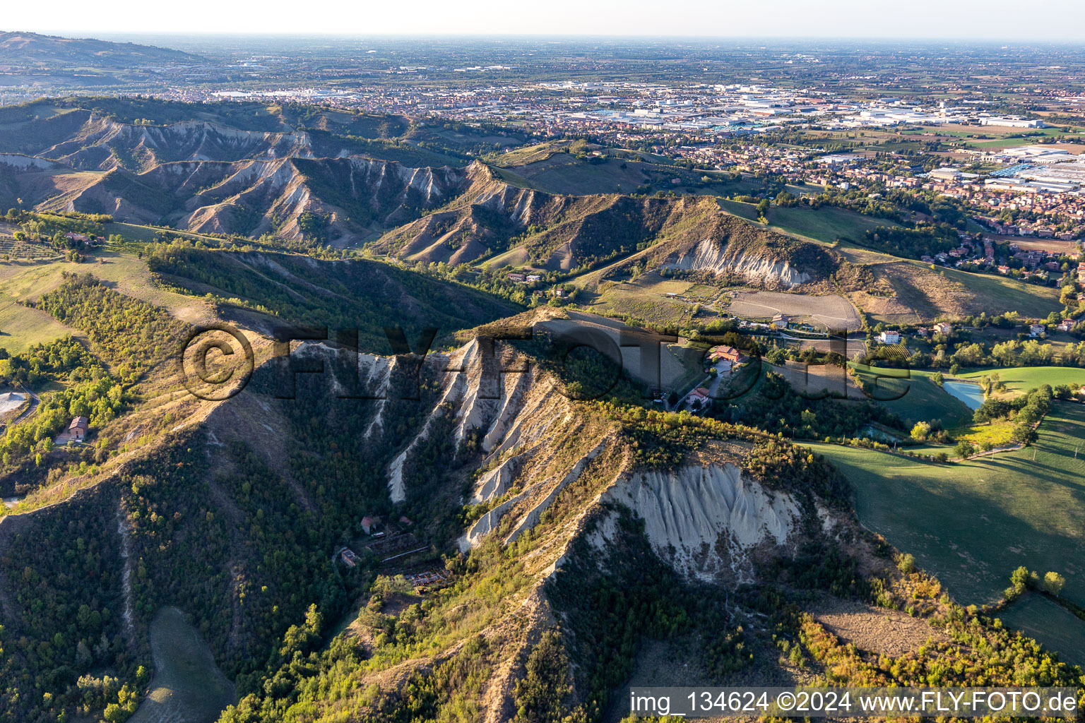 Aerial photograpy of Salse di Nirano Riserva naturale Salse di Nirano in Fiorano Modenese in the state Modena, Italy