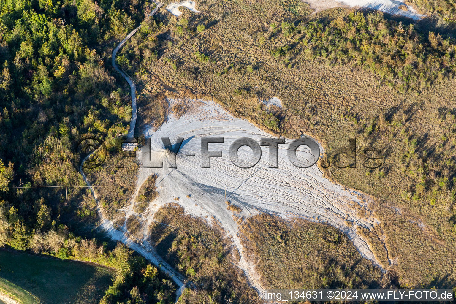 Salse di Nirano Riserva naturale Salse di Nirano in Fiorano Modenese in the state Modena, Italy from the plane