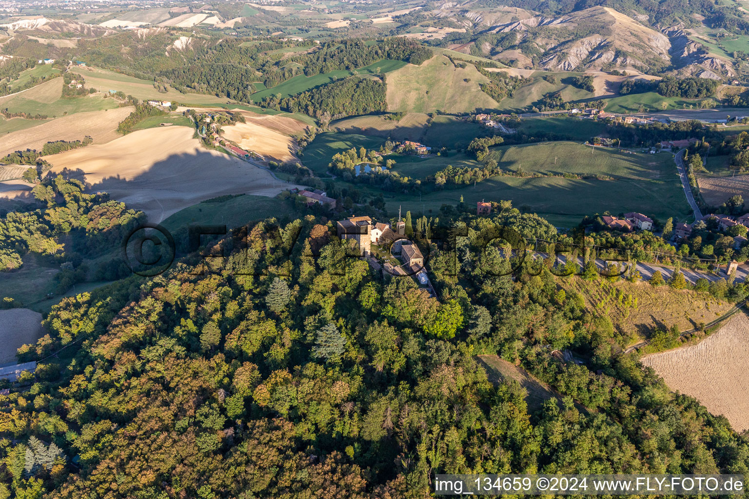 Montegibbio Castle Castello di Montegibbio in the district Il Poggio in Sassuolo in the state Modena, Italy out of the air