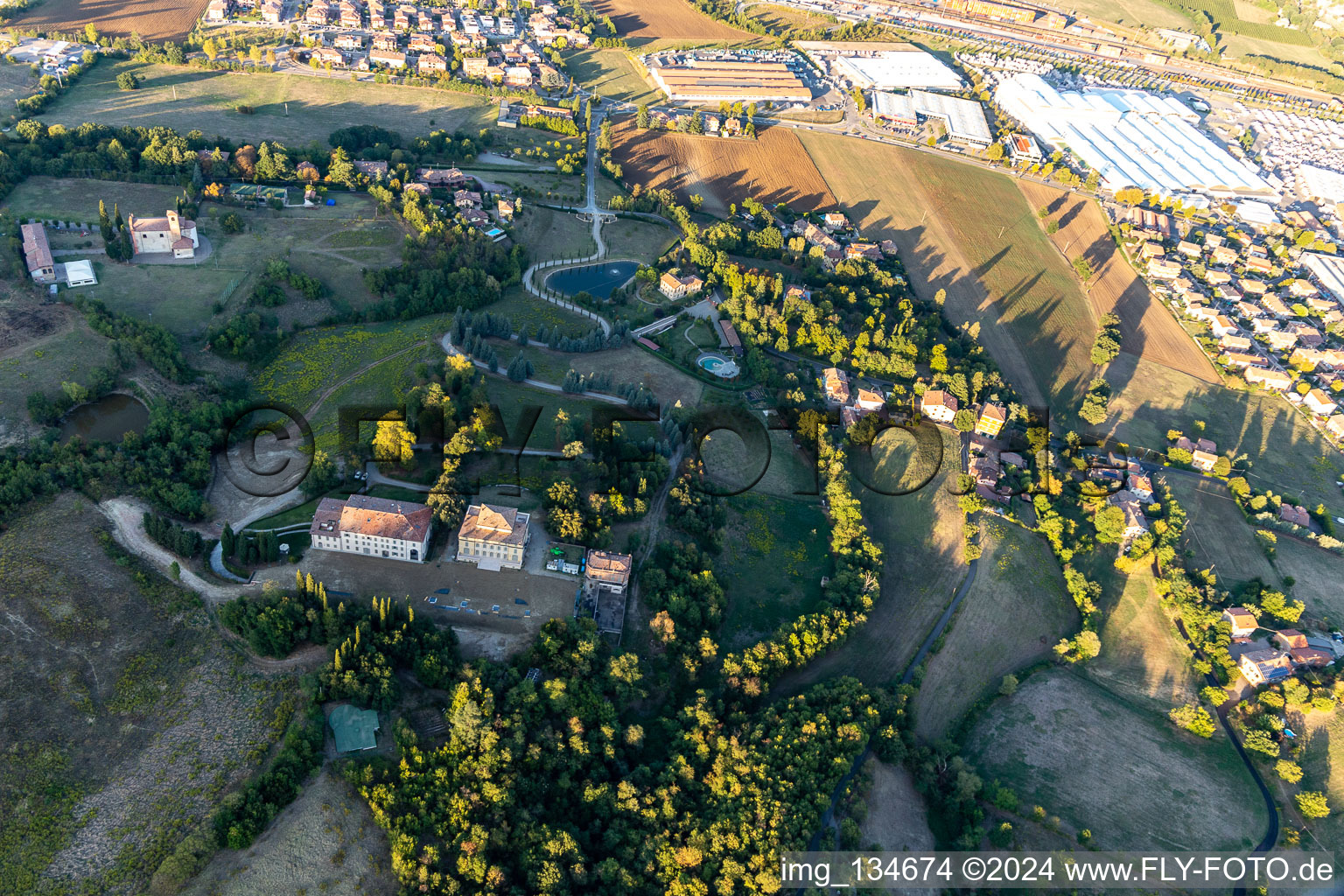 Casalgrande in the state Reggio Emilia, Italy from above