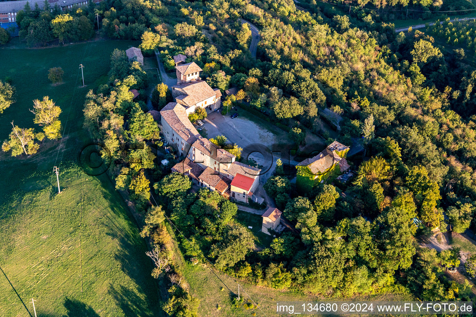 Aerial photograpy of Castle of Casalgrande in Casalgrande in the state Reggio Emilia, Italy