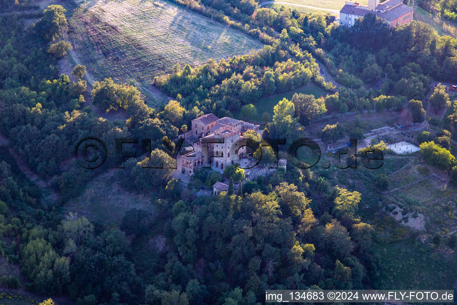 Aerial view of Torricella Castle in Scandiano in the state Reggio Emilia, Italy