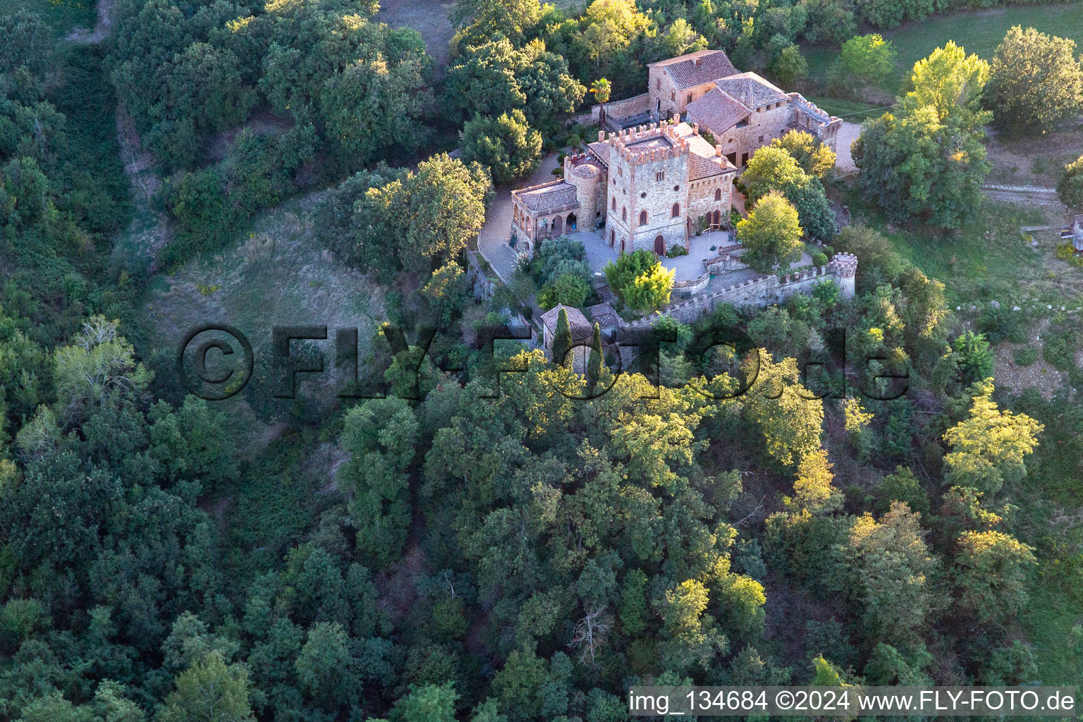 Aerial photograpy of Torricella Castle in Scandiano in the state Reggio Emilia, Italy