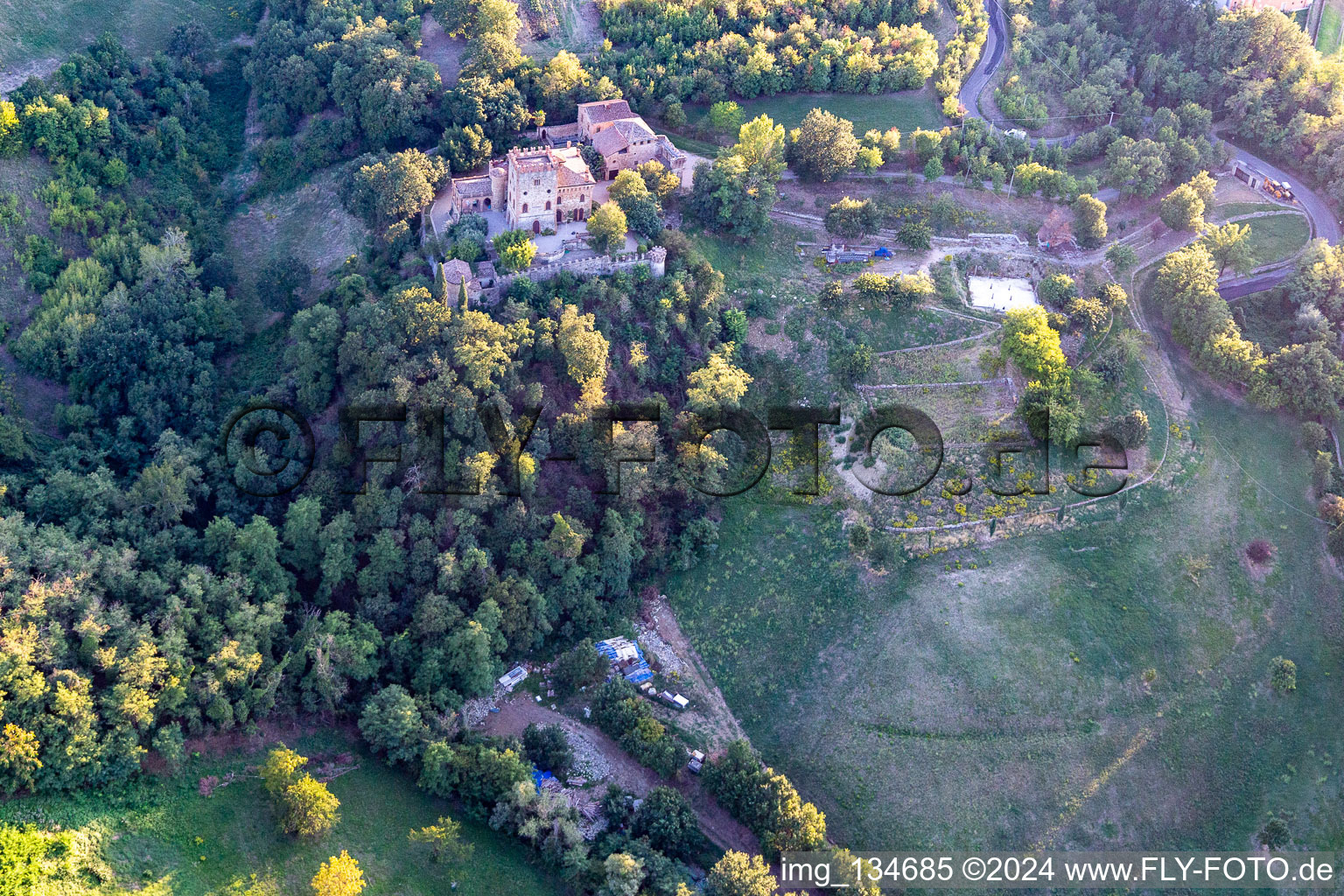 Oblique view of Torricella Castle in Scandiano in the state Reggio Emilia, Italy