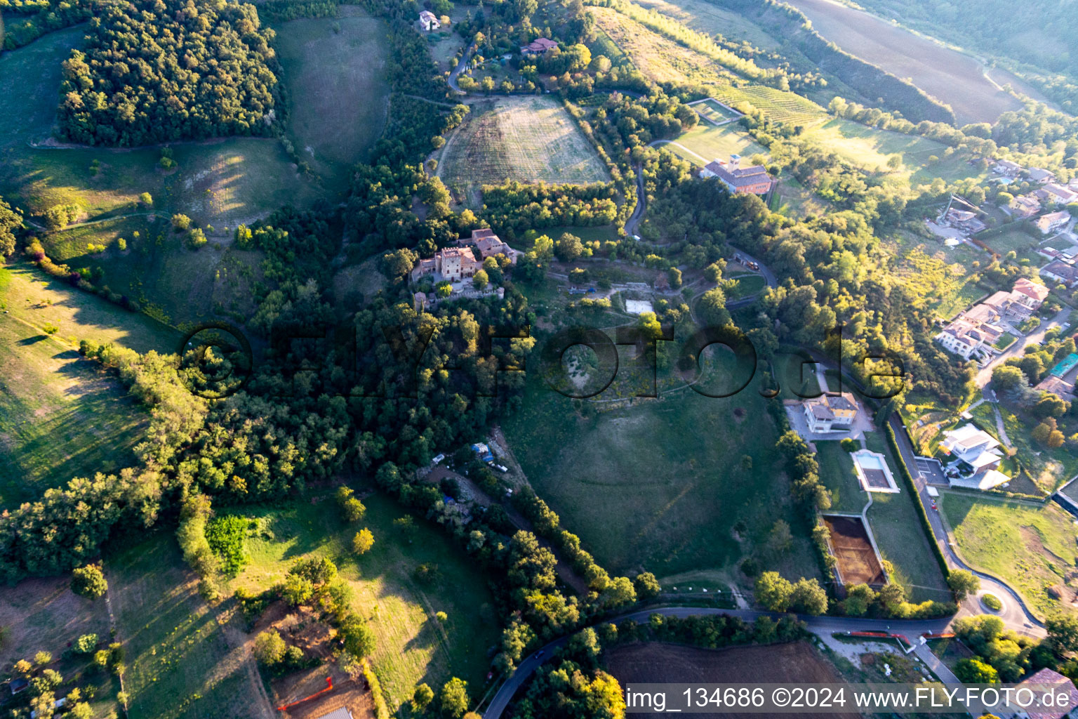 Torricella Castle in Scandiano in the state Reggio Emilia, Italy from above