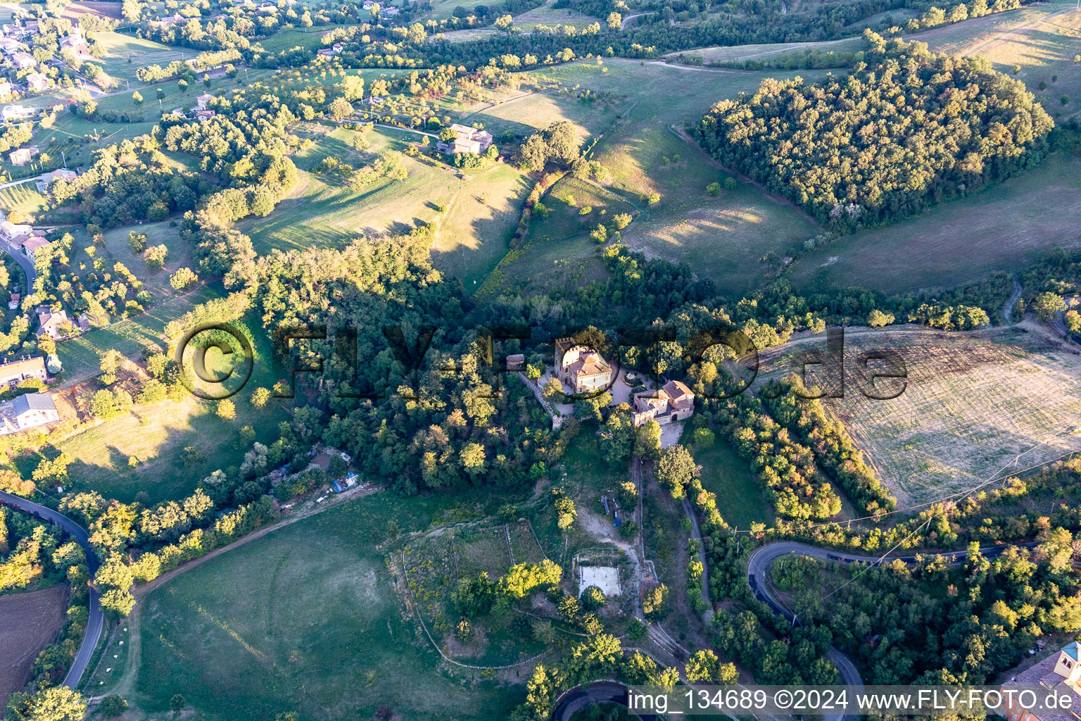 Torricella Castle in Scandiano in the state Reggio Emilia, Italy seen from above