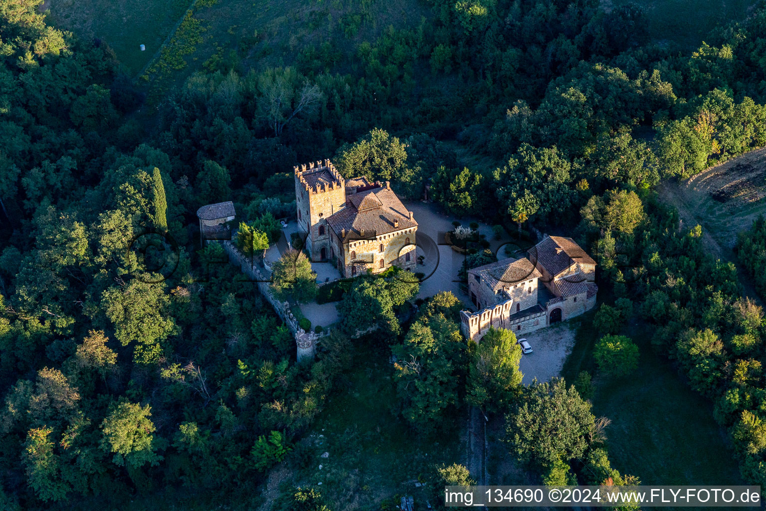 Torricella Castle in Scandiano in the state Reggio Emilia, Italy from the plane