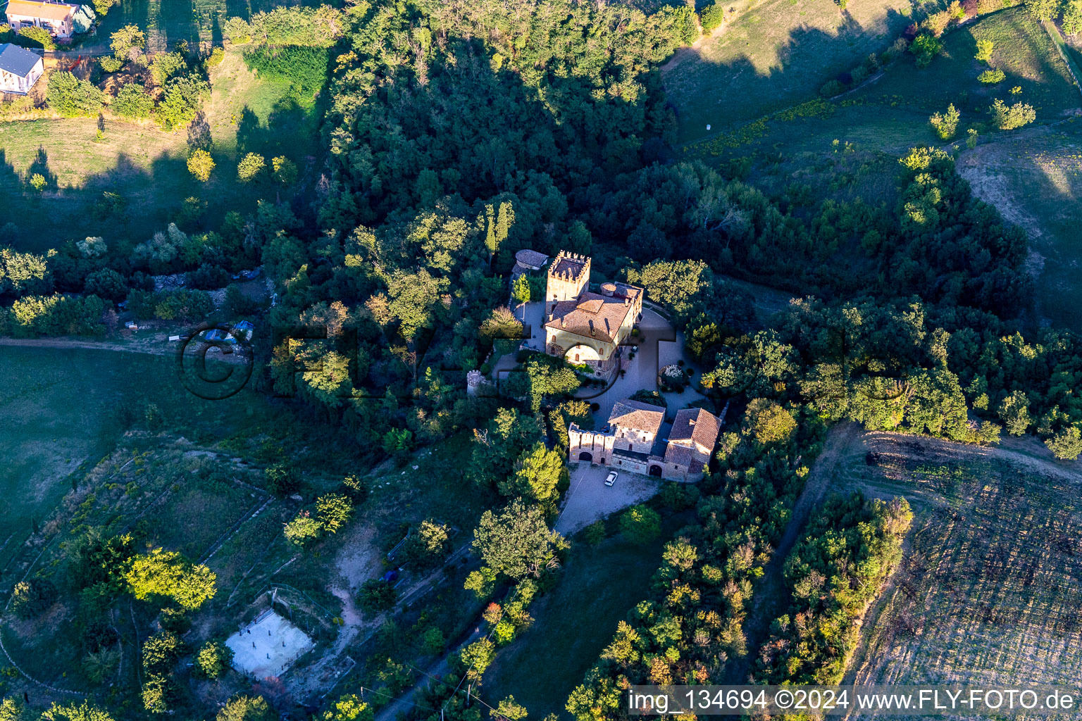 Torricella Castle in Scandiano in the state Reggio Emilia, Italy viewn from the air