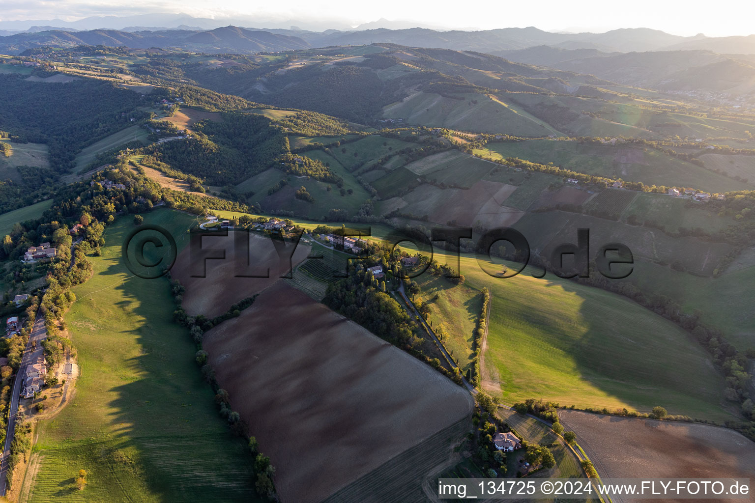 Aerial view of Albinea in the state Reggio Emilia, Italy