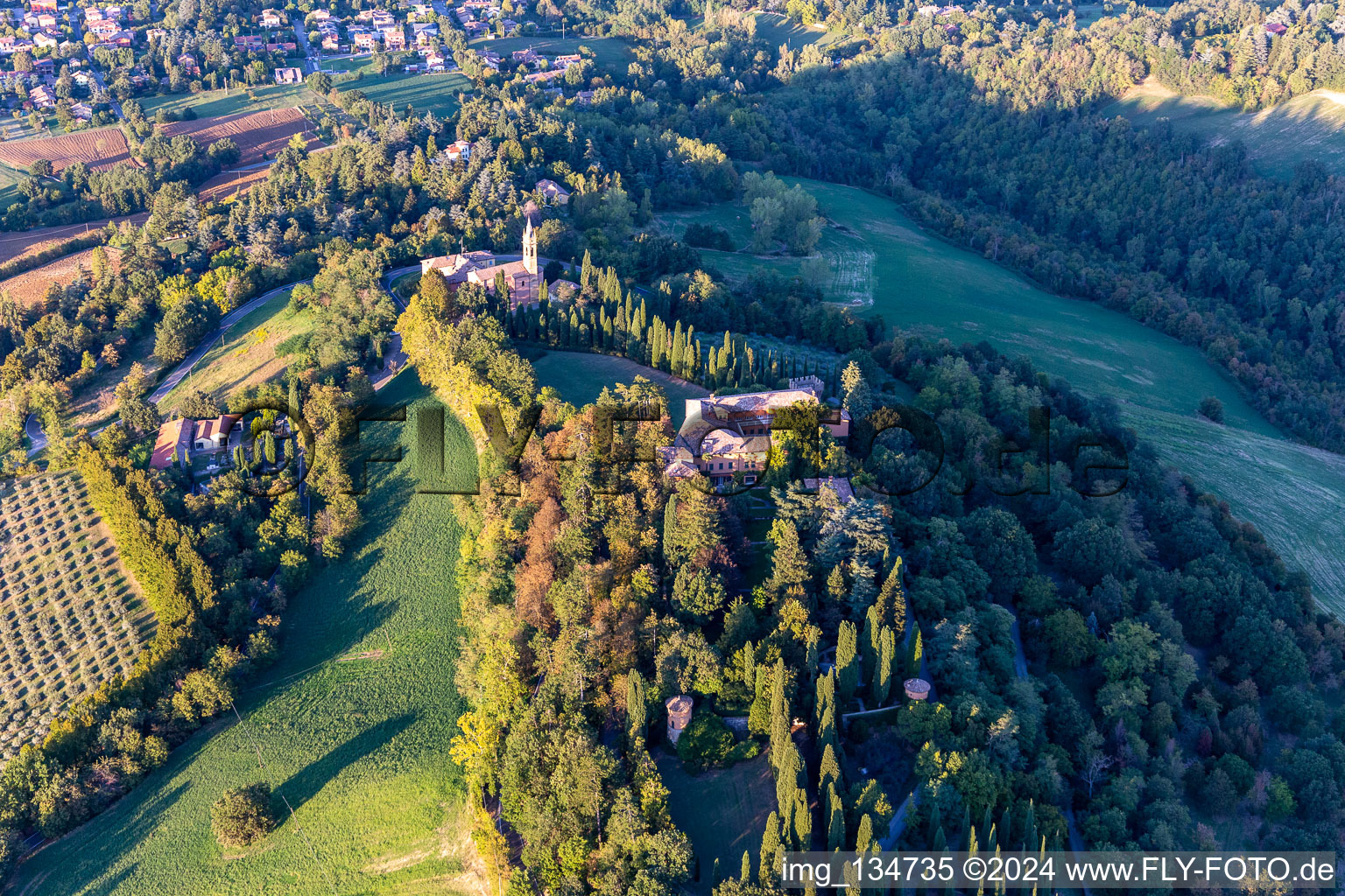 Church of the Nativity of the Beata Vergine Maria in the district Chiesa Albinea in Albinea in the state Reggio Emilia, Italy out of the air