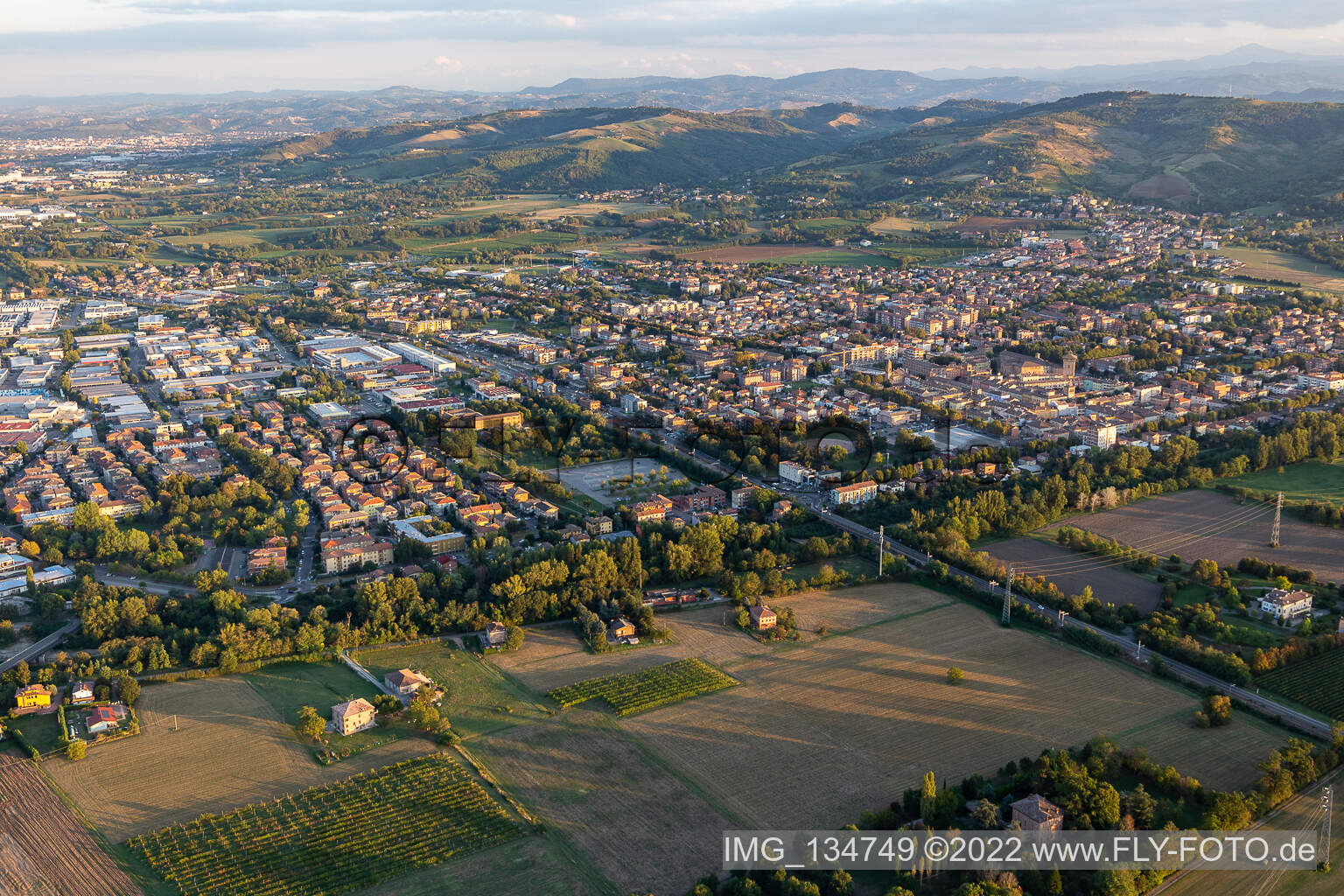 Aerial view of Scandiano in the state Reggio Emilia, Italy