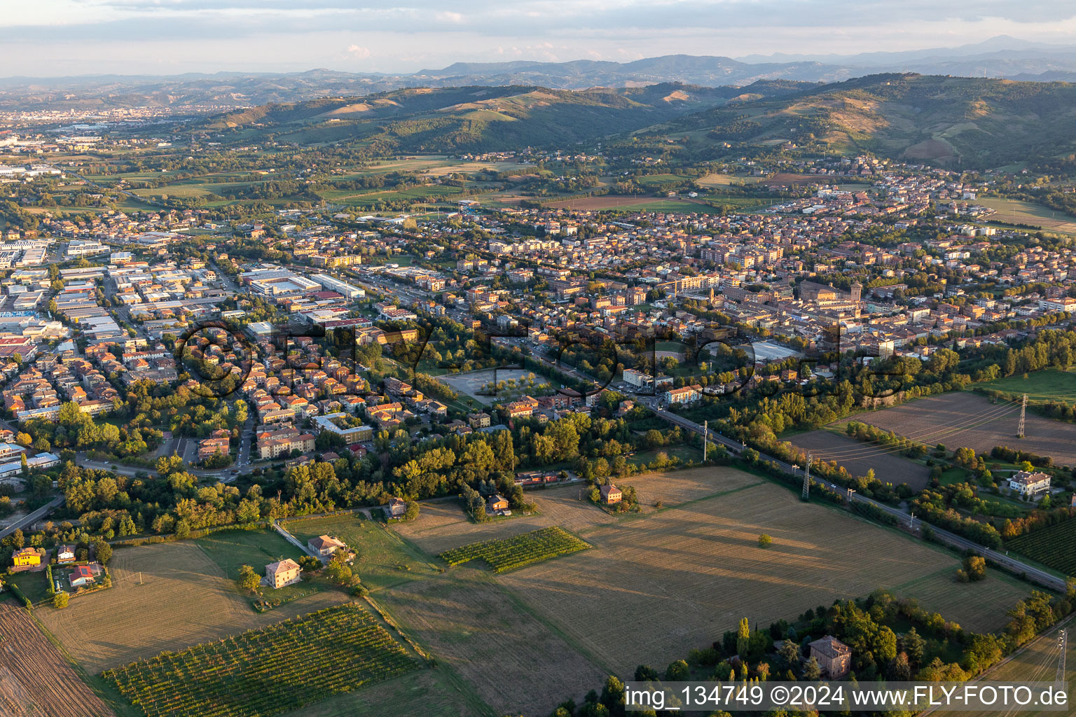 Aerial view of Scandiano in the state Reggio Emilia, Italy