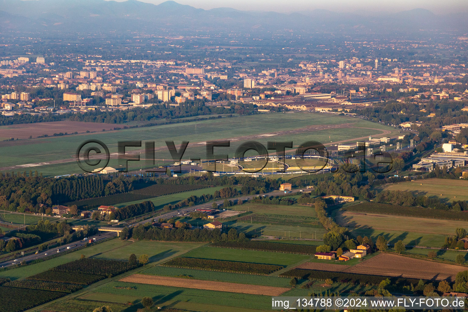 Aerial view of Reggio Emilia Aeroporto di Reggio Emilia - LIDE in Reggio nell’Emilia in the state Reggio Emilia, Italy