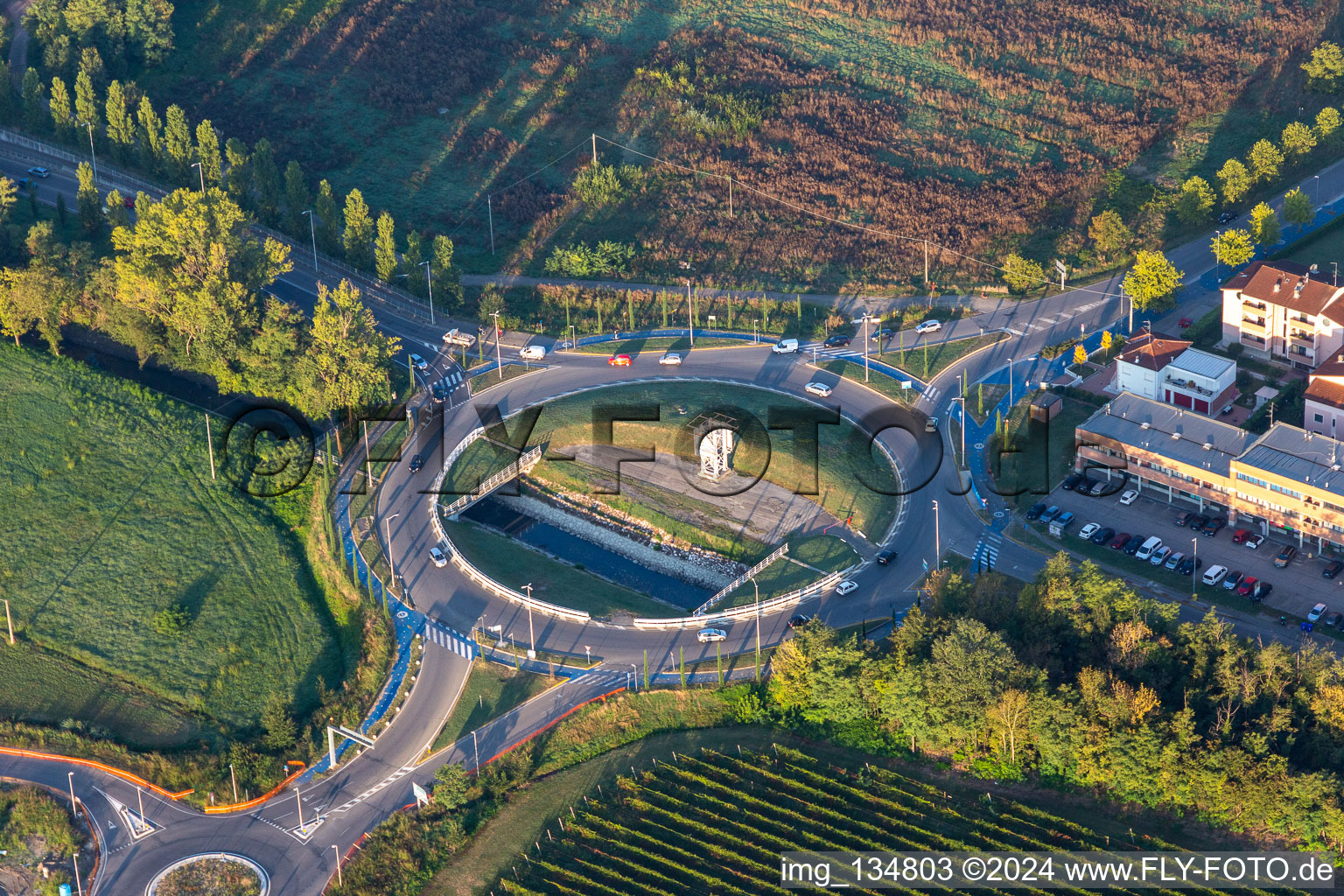 Roundabout at Reggio Emilia AV Mediopadana train station in Reggio nell’Emilia in the state Reggio Emilia, Italy