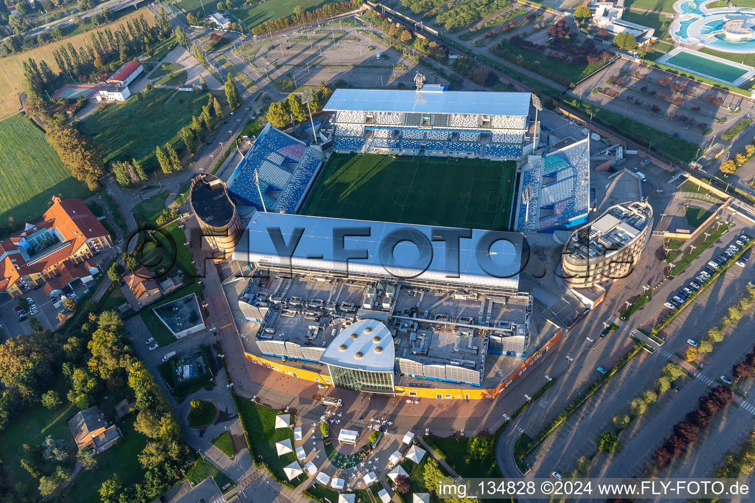 Oblique view of MAPEI Stadium – Città del Tricolore in Reggio nell’Emilia in the state Reggio Emilia, Italy