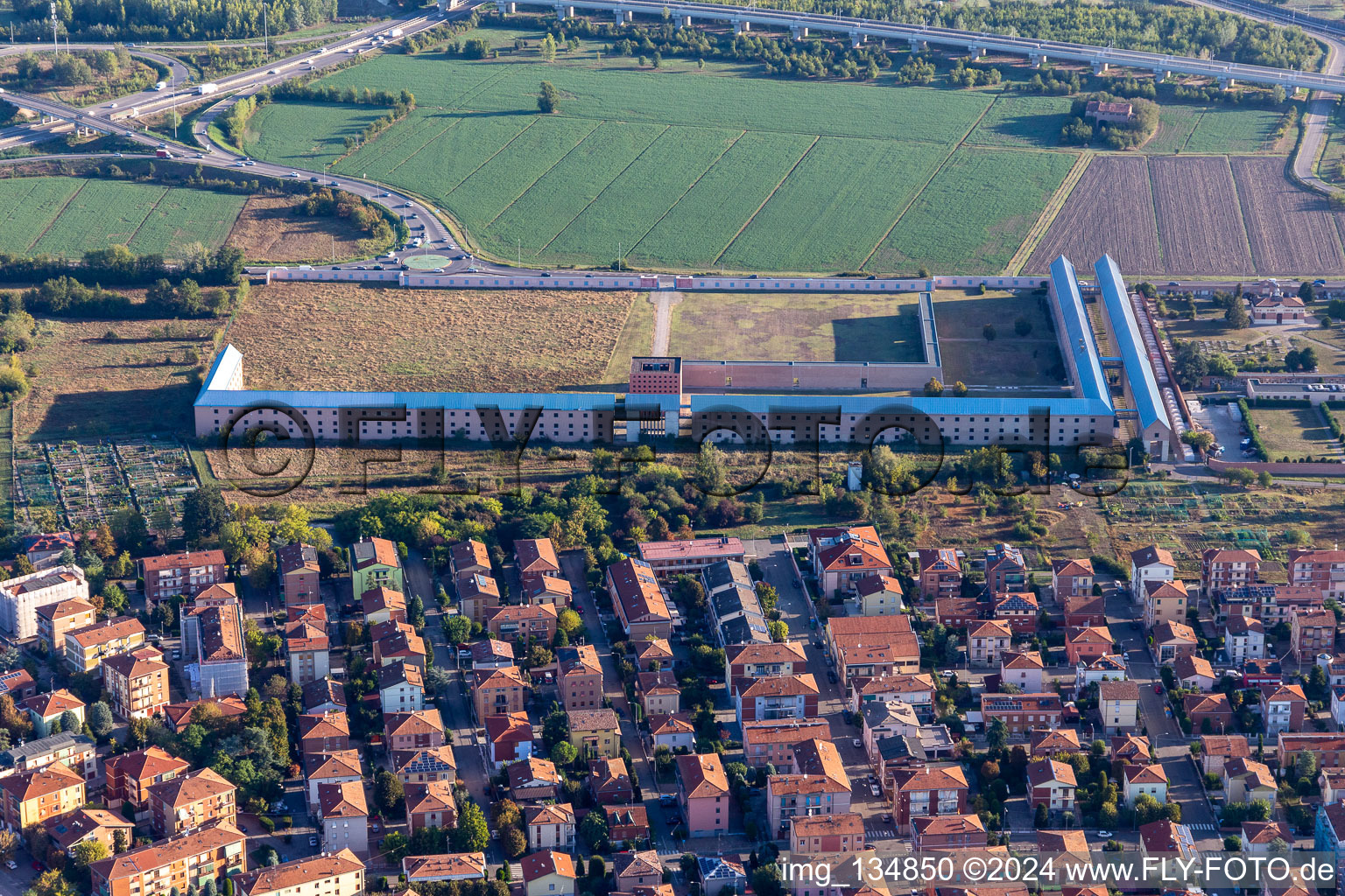 Aerial view of New Cemetery Cimitero nuovo di Aldo Rossi Aldo Rossi Cemetery in Modena in the state Modena, Italy