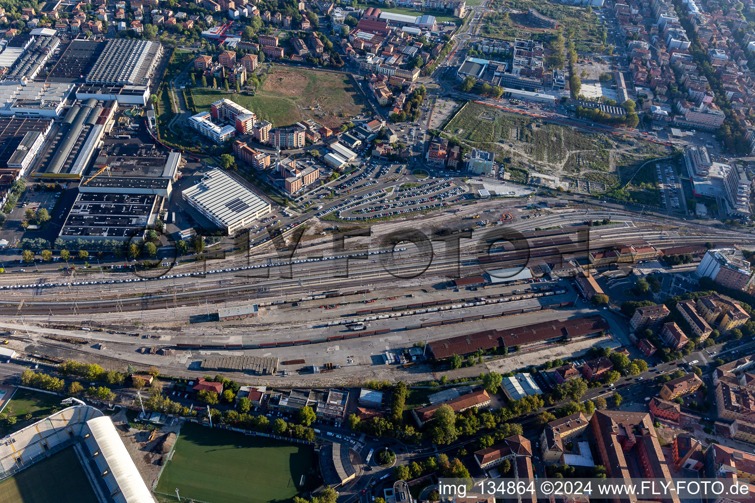 Parcheggio station Modena and Estación de ferrocarril de TrenItalia de Módena in Modena in the state Modena, Italy