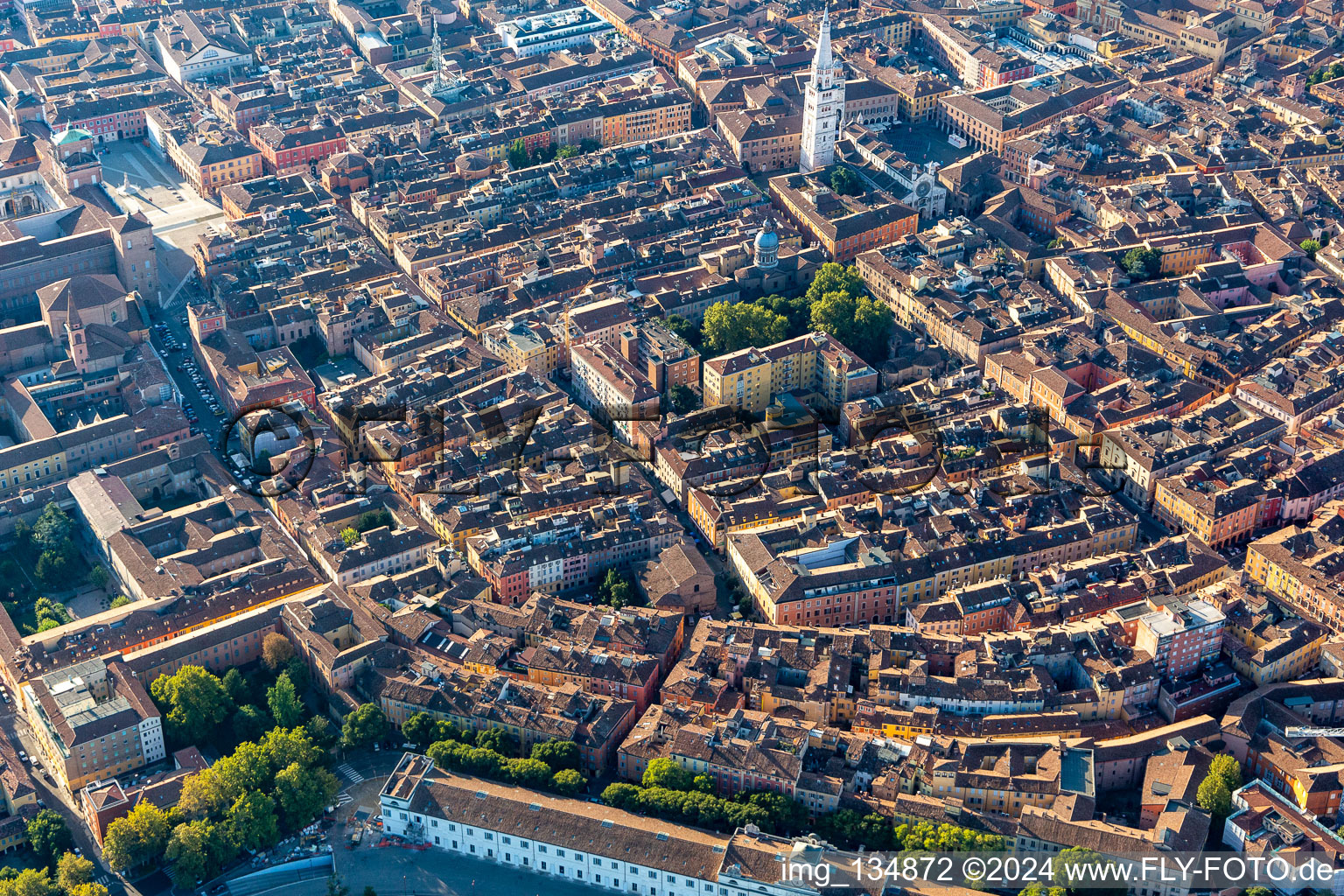 Aerial view of Cathedral of Modena Duomo di Modena in Modena in the state Modena, Italy