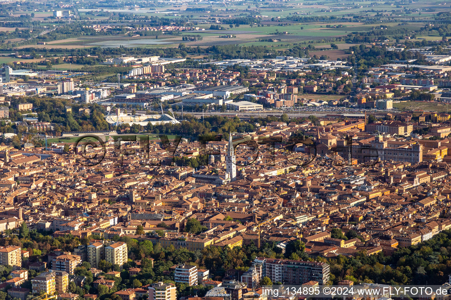 Aerial photograpy of Cathedral of Modena Duomo di Modena in Modena in the state Modena, Italy